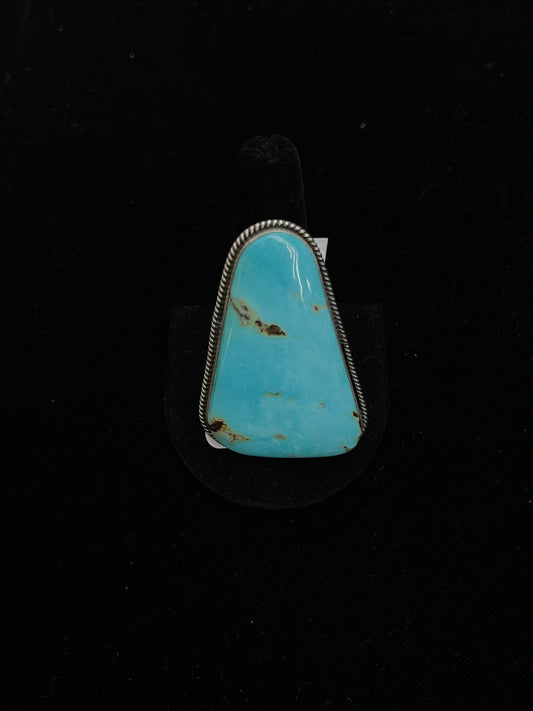 10.0 Turquoise Triangle Ring by D.Cadman, Navajo