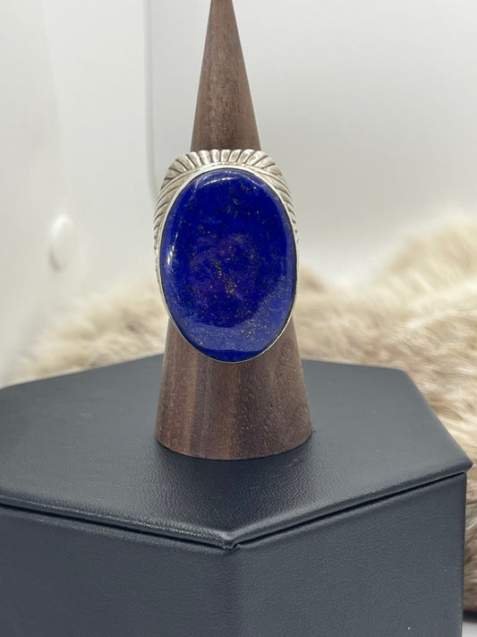 9.0 Lapis Ring by Steven Nez, Navajo