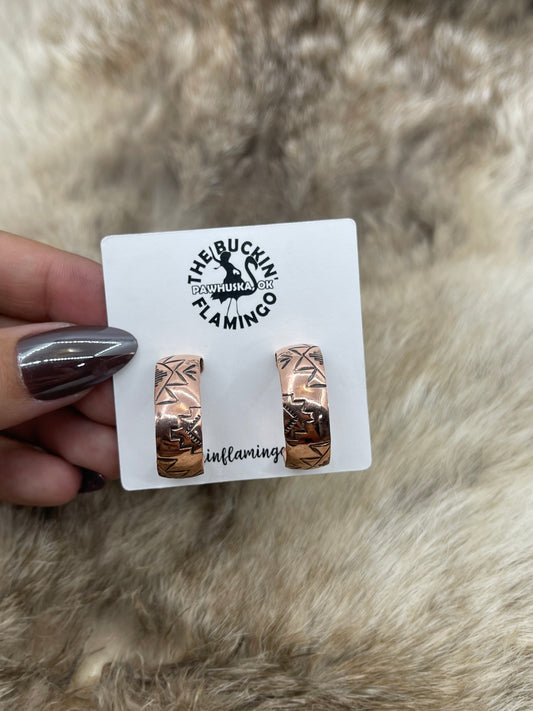 Copper Stamped Hoops by Felicia Etsitty, Navajo