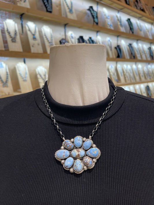 18" Golden Hills Turquoise Cluster Necklace by Augustine Largo, Navajo