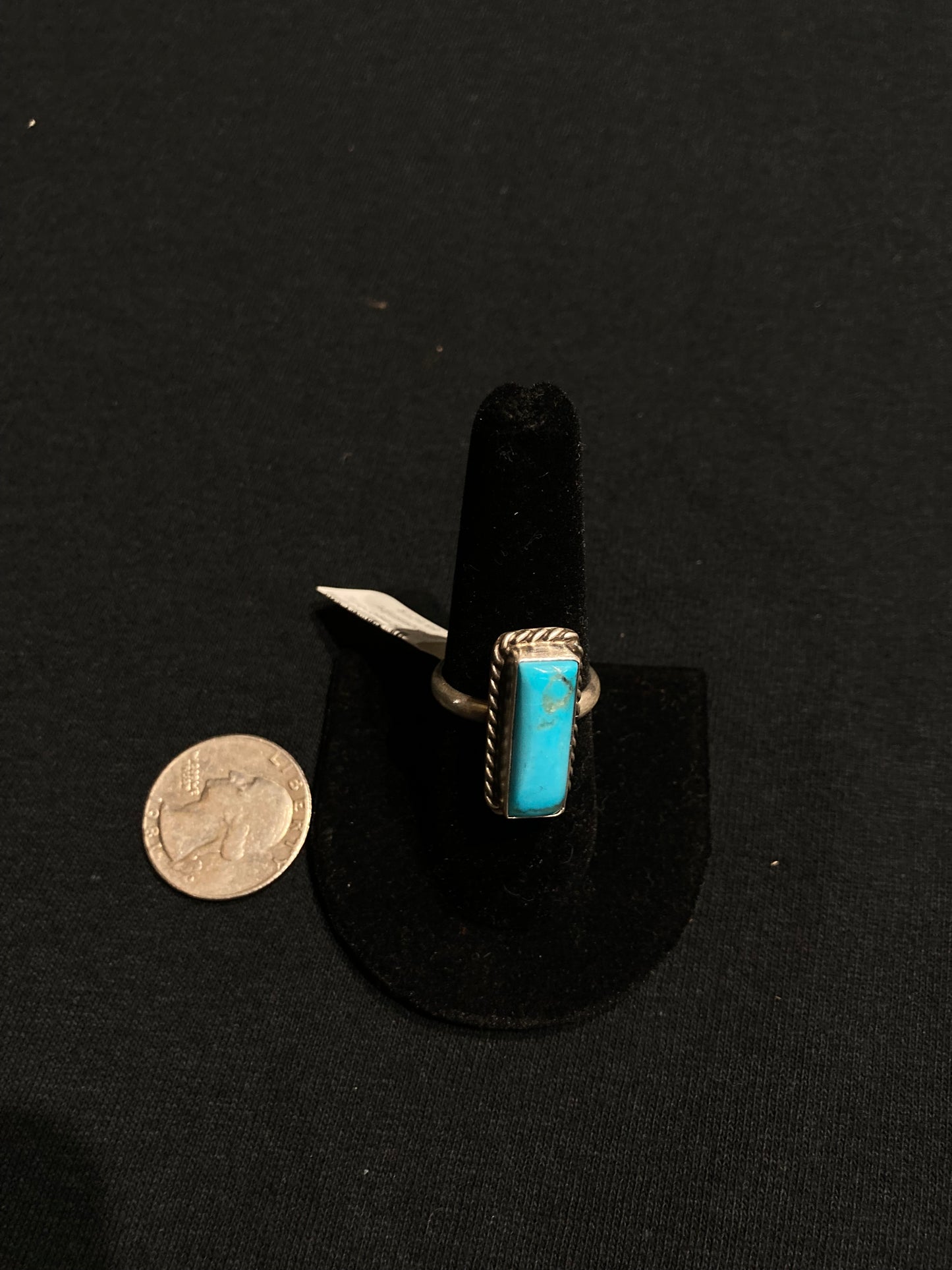 Adjustable Turquoise Bar Ring by Augustine Largo, Navajo