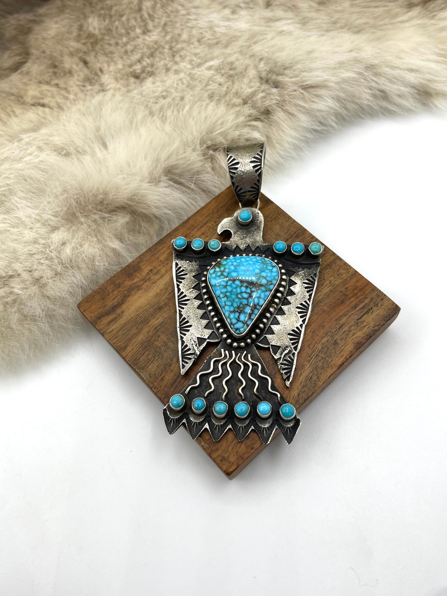 Kingman Web Tufa Cast Thunderbird Pendant w/ 16mm Bail by Shawn Cayatineto, Navajo