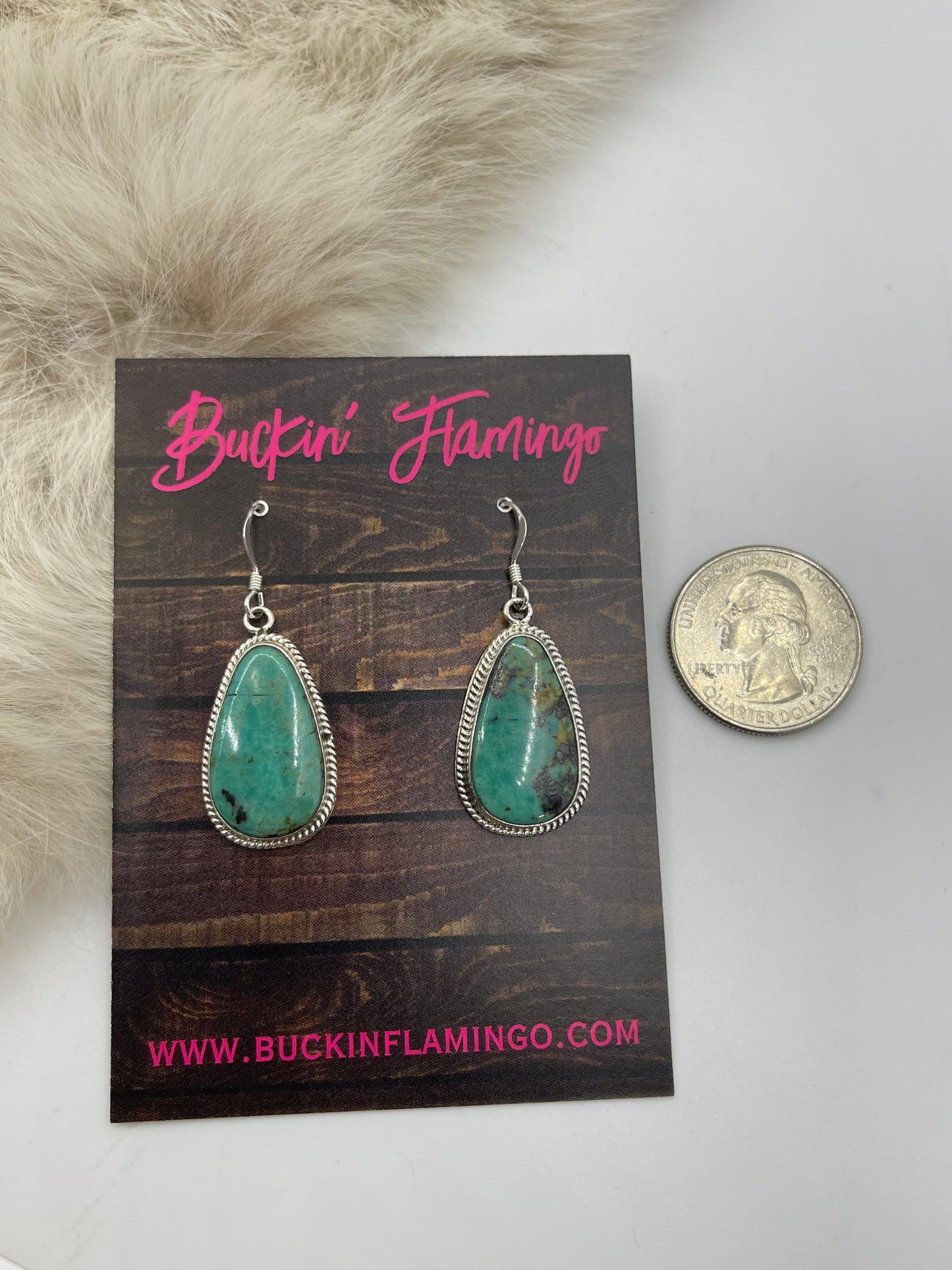 Turquoise Teardrop Dangle Earrings by Sharon McCarthy, Navajo
