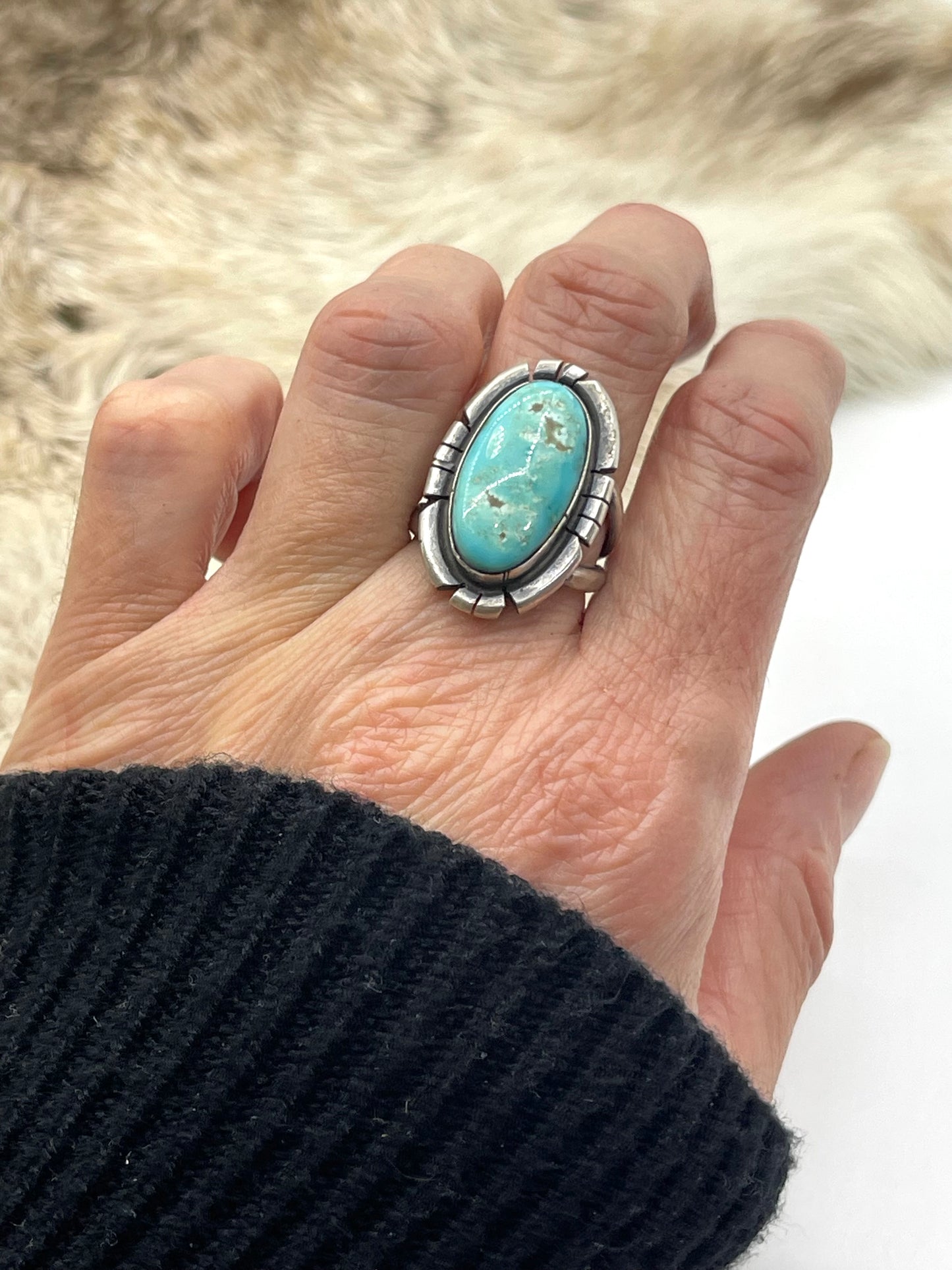 6.0 Sonoran Rose Turquoise Oval Shaped Ring