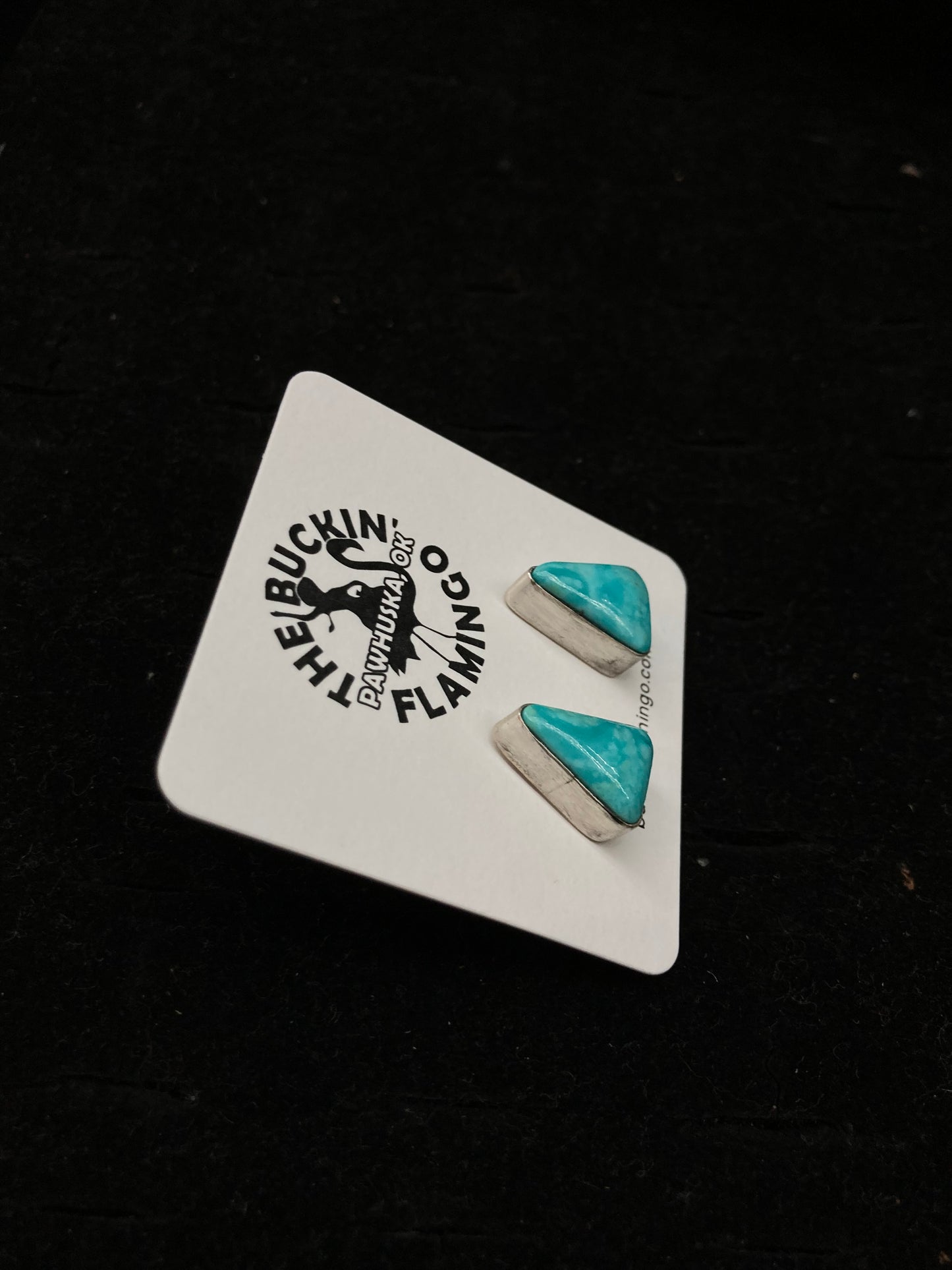 Kingman Turquoise Triangle Post Earrings by Sheryl Kee, Navajo