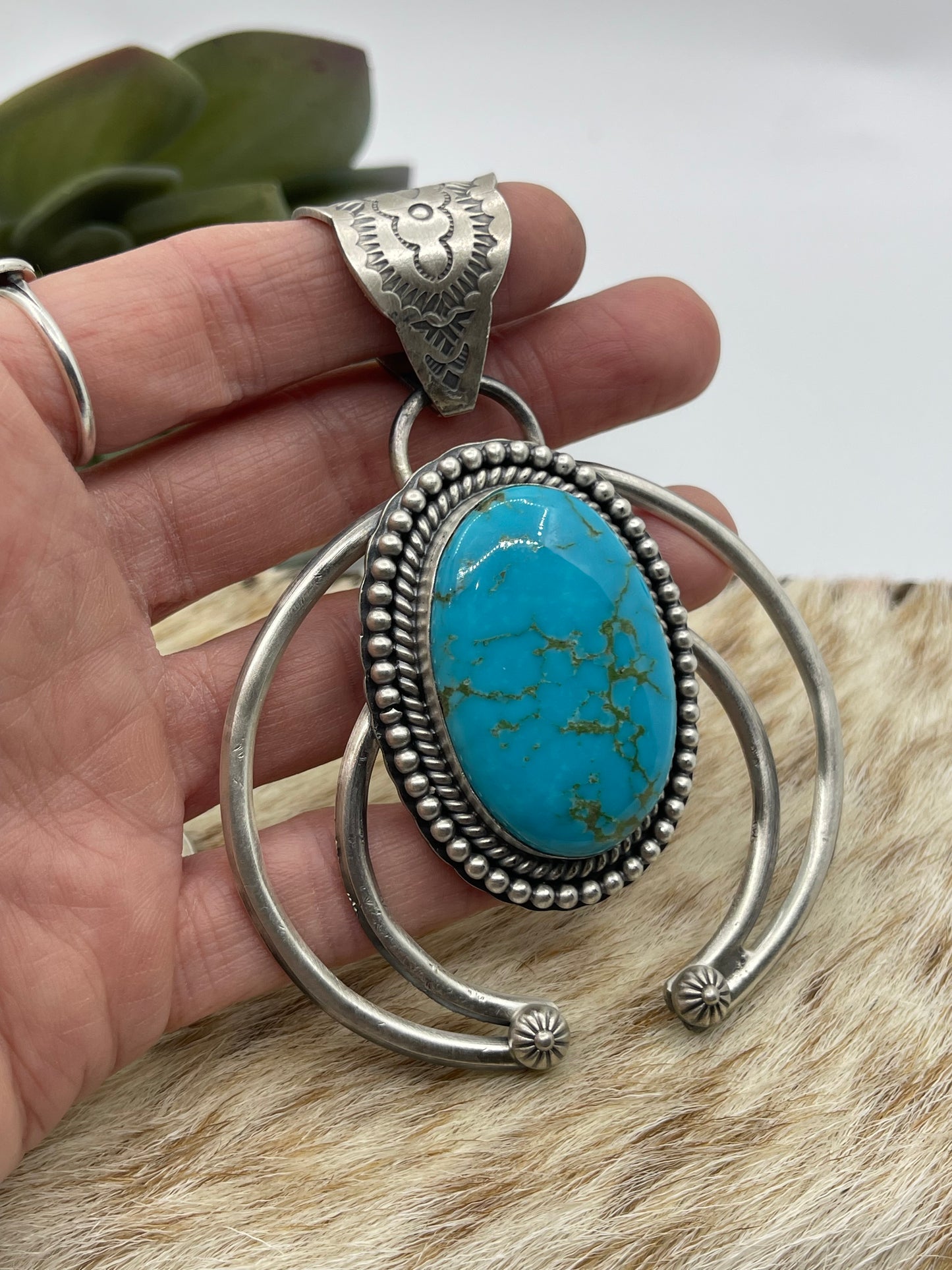 Cripple Creek Turquoise Naja Hook Pendant with a 14mm Bale
