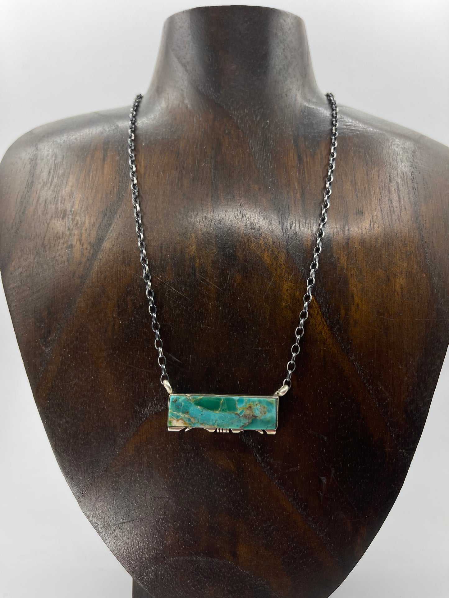 16" Kingman Turquoise Bar Necklace by Steve Francisco, Navajo