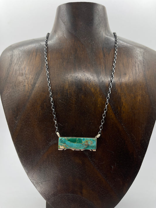 16" Kingman Turquoise Bar Necklace by Steve Francisco, Navajo