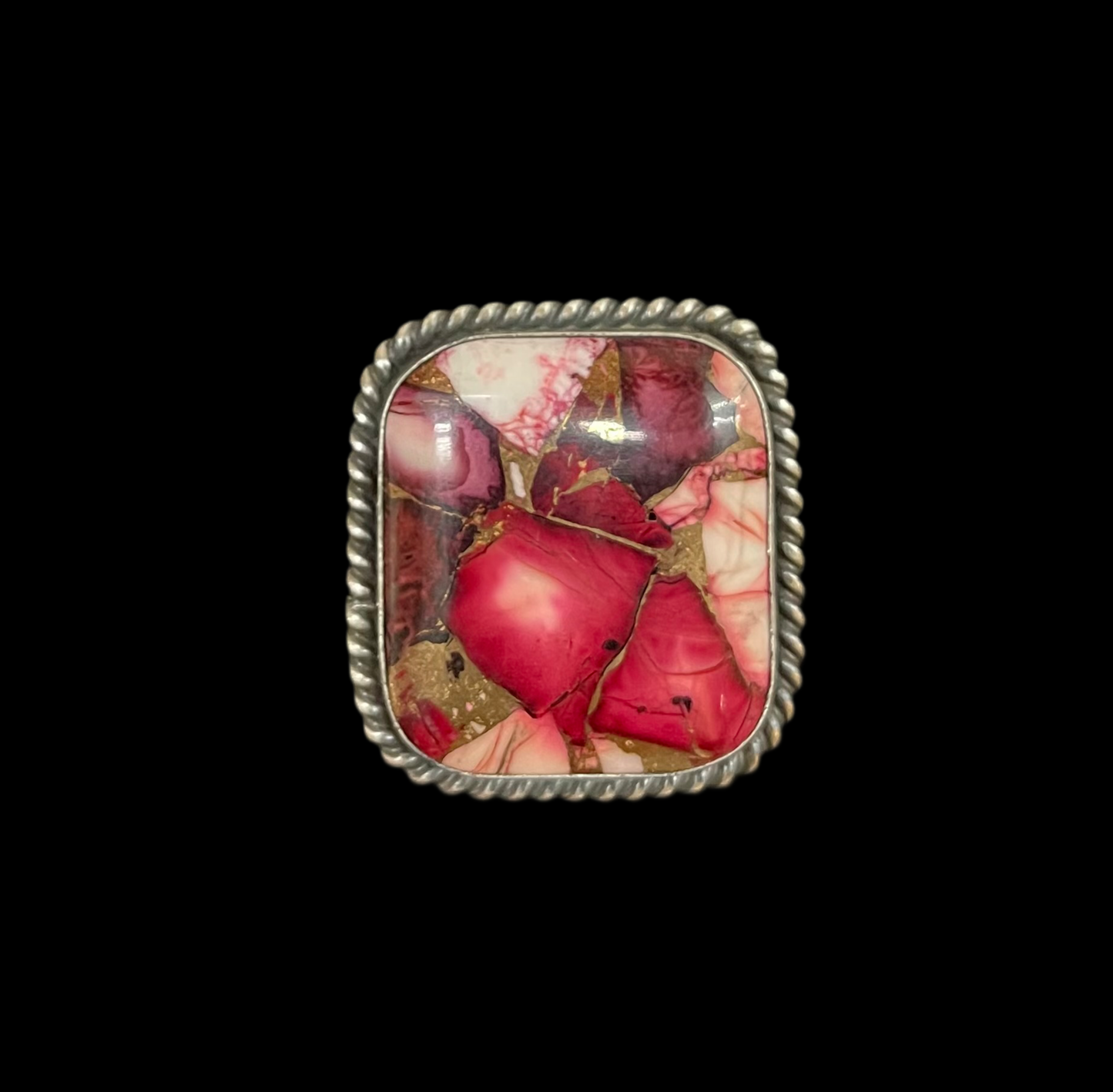 8.0-10.0 Dahlia Rose Adjustable Ring by Alfred Martinez, Navajo