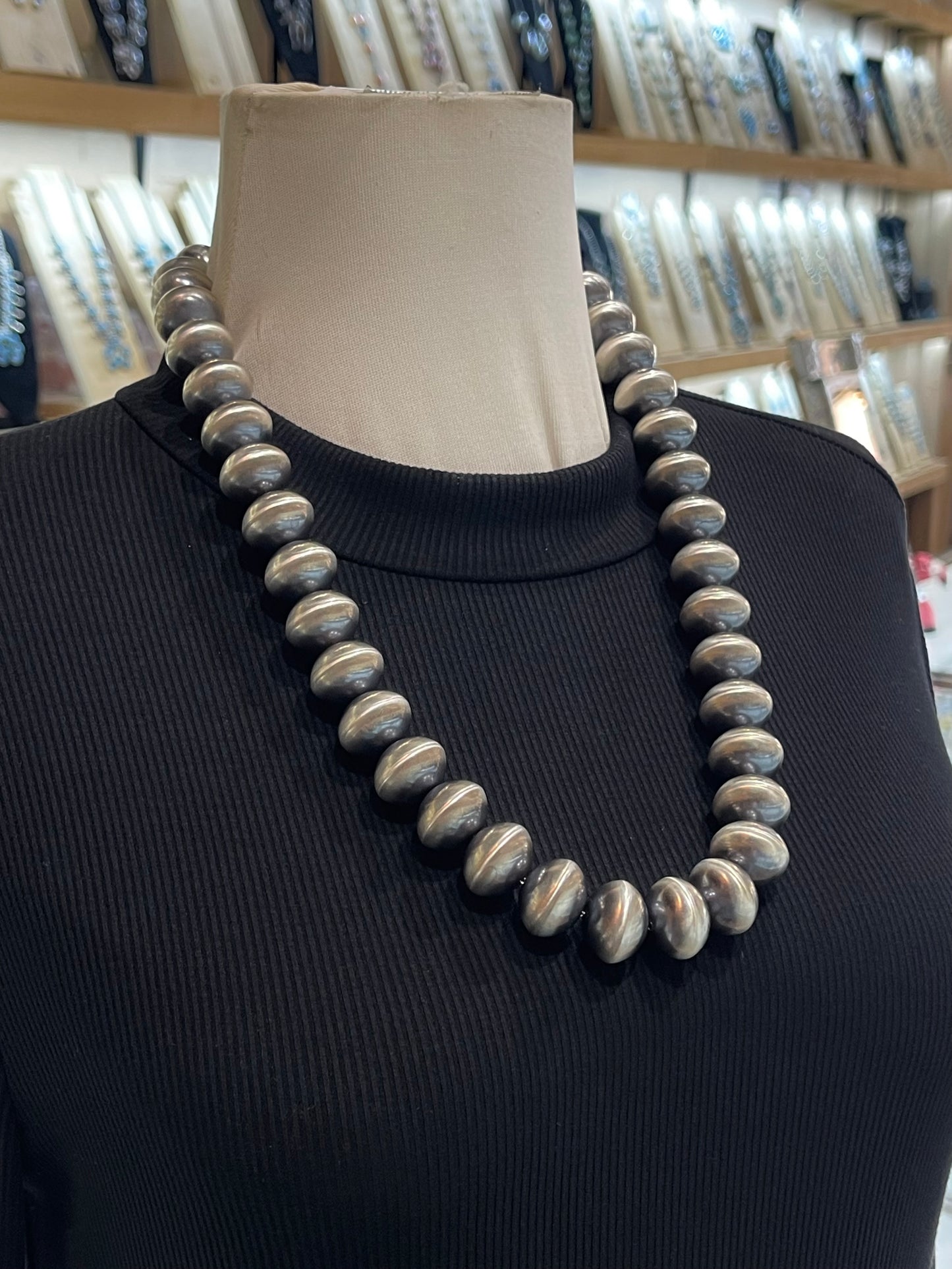 24" 18mm Handmade Navajo Pearl by Bryannen Halwood, Navajo