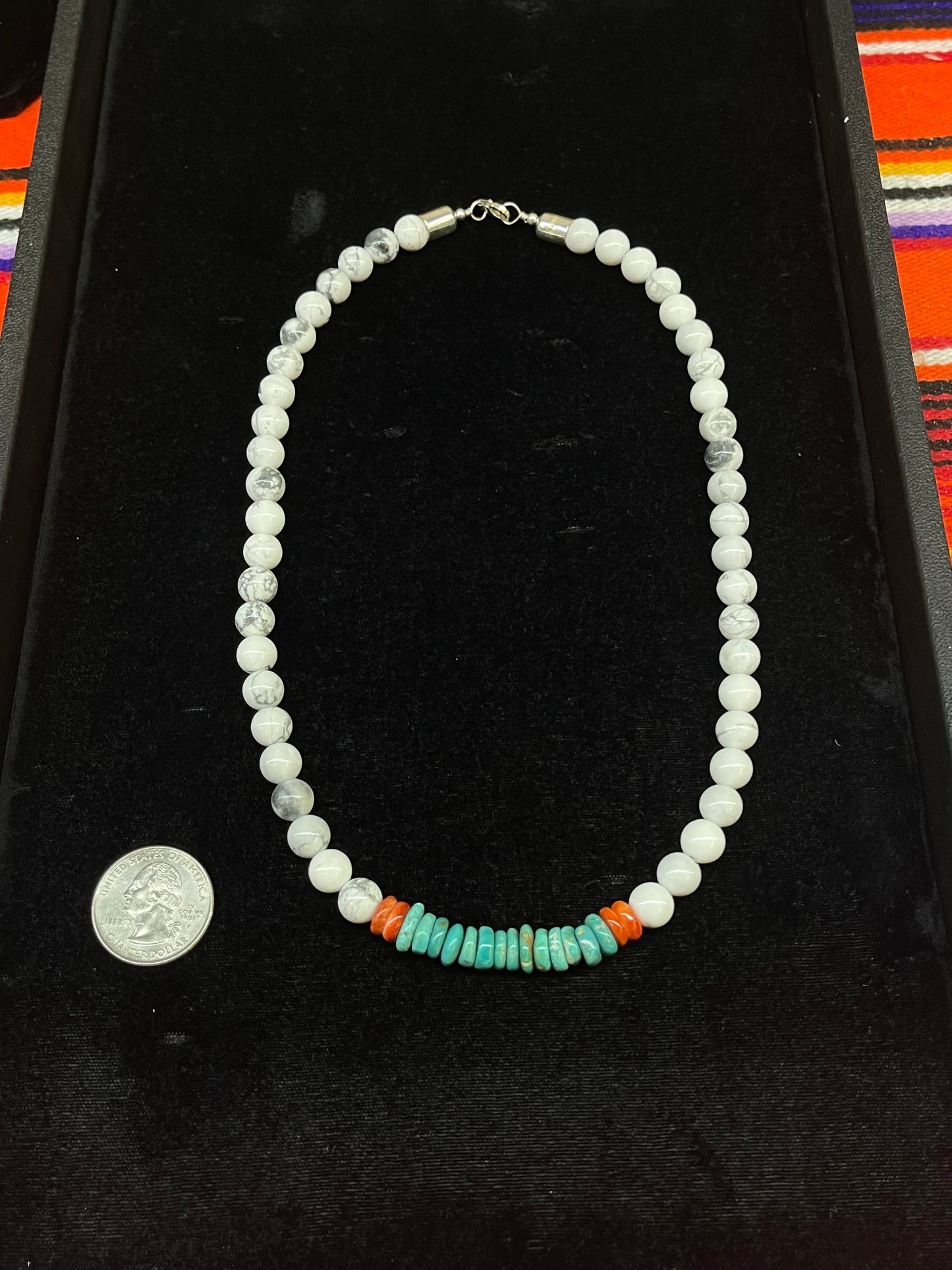 Howlite Turquoise and Spiny Necklace