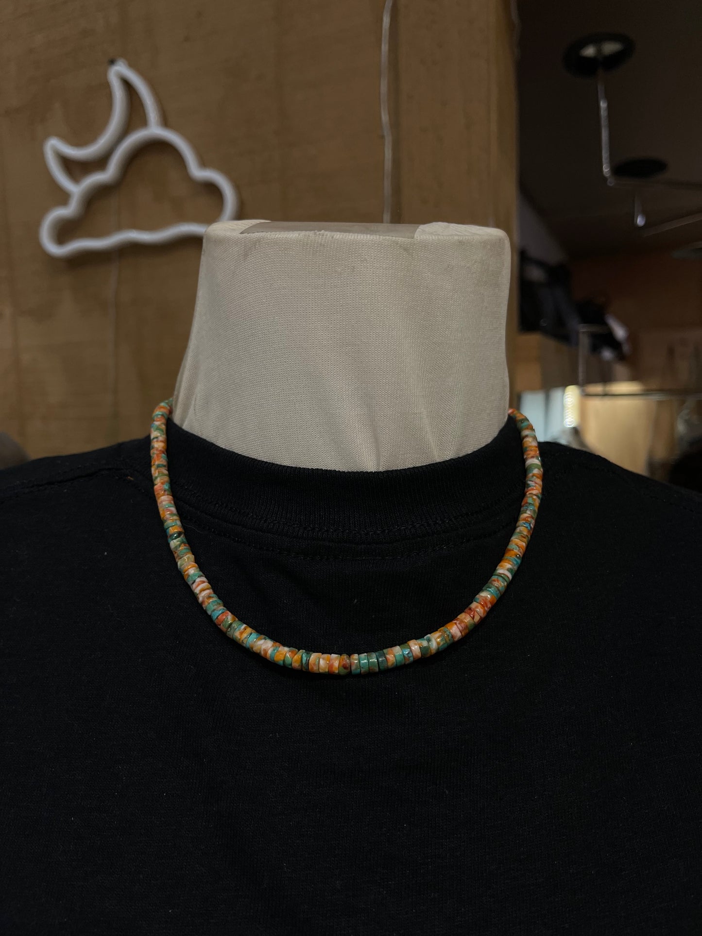 16" Spiny Turquoise Heishi Bead Necklace