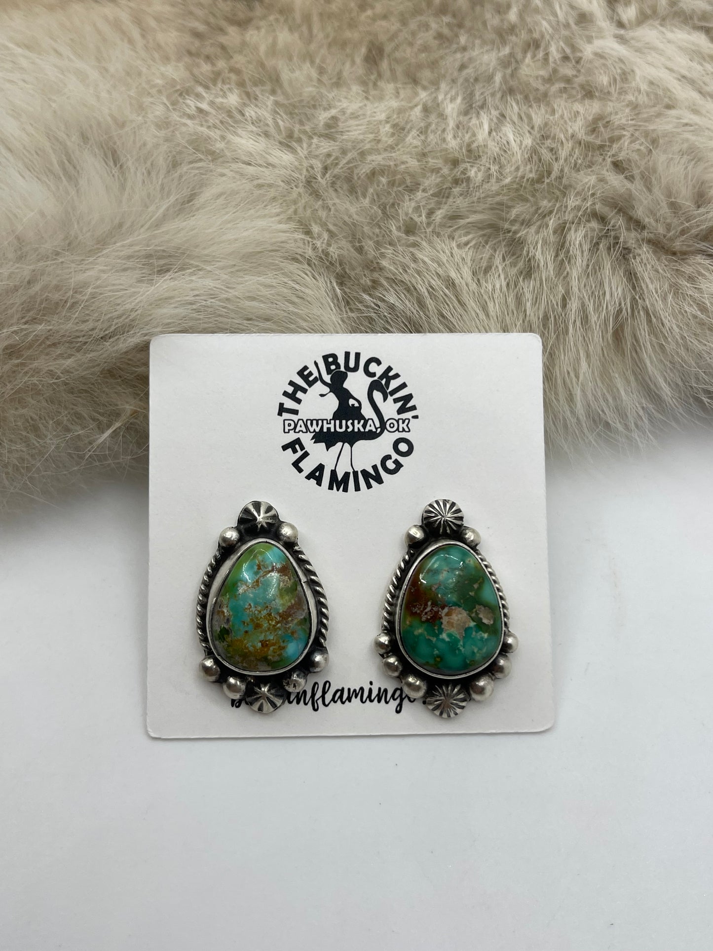 26" + 4.5" Drop Sonoran Gold Turquoise Lariat & Earring Set by Elouise Kee, Navajo