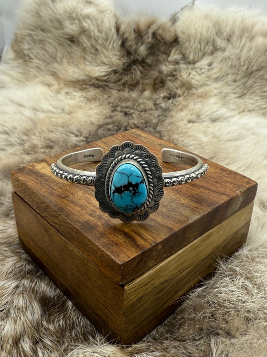 5.5"-6" Kingman Turquoise Bracelet by John Nelson, Navajo