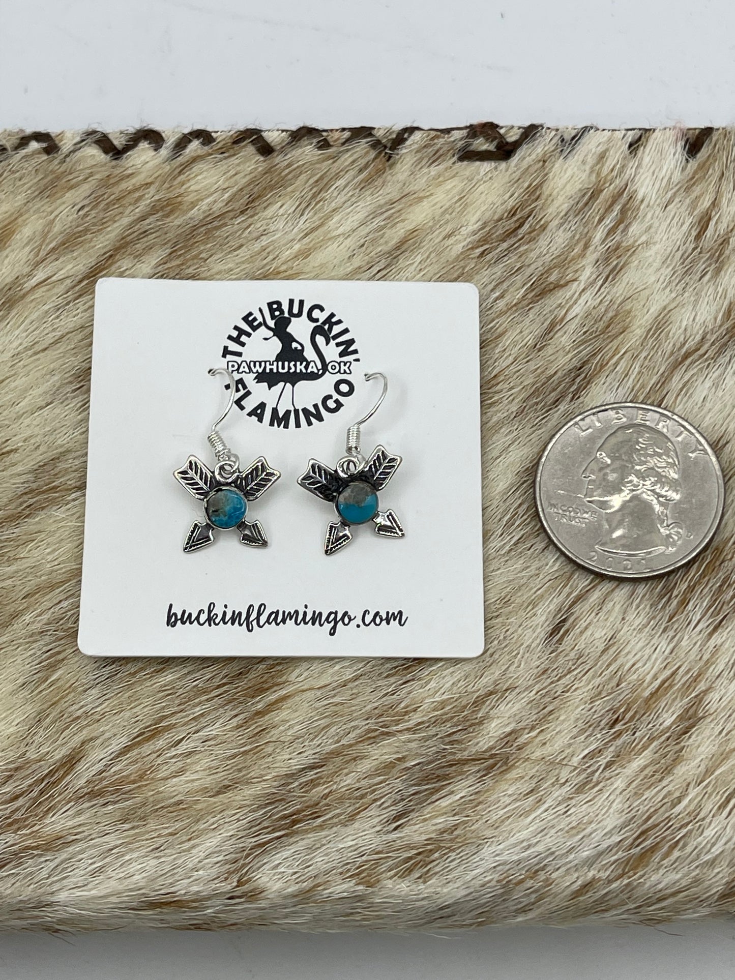 Crossed Arrow Turquoise Dangle Earrings
