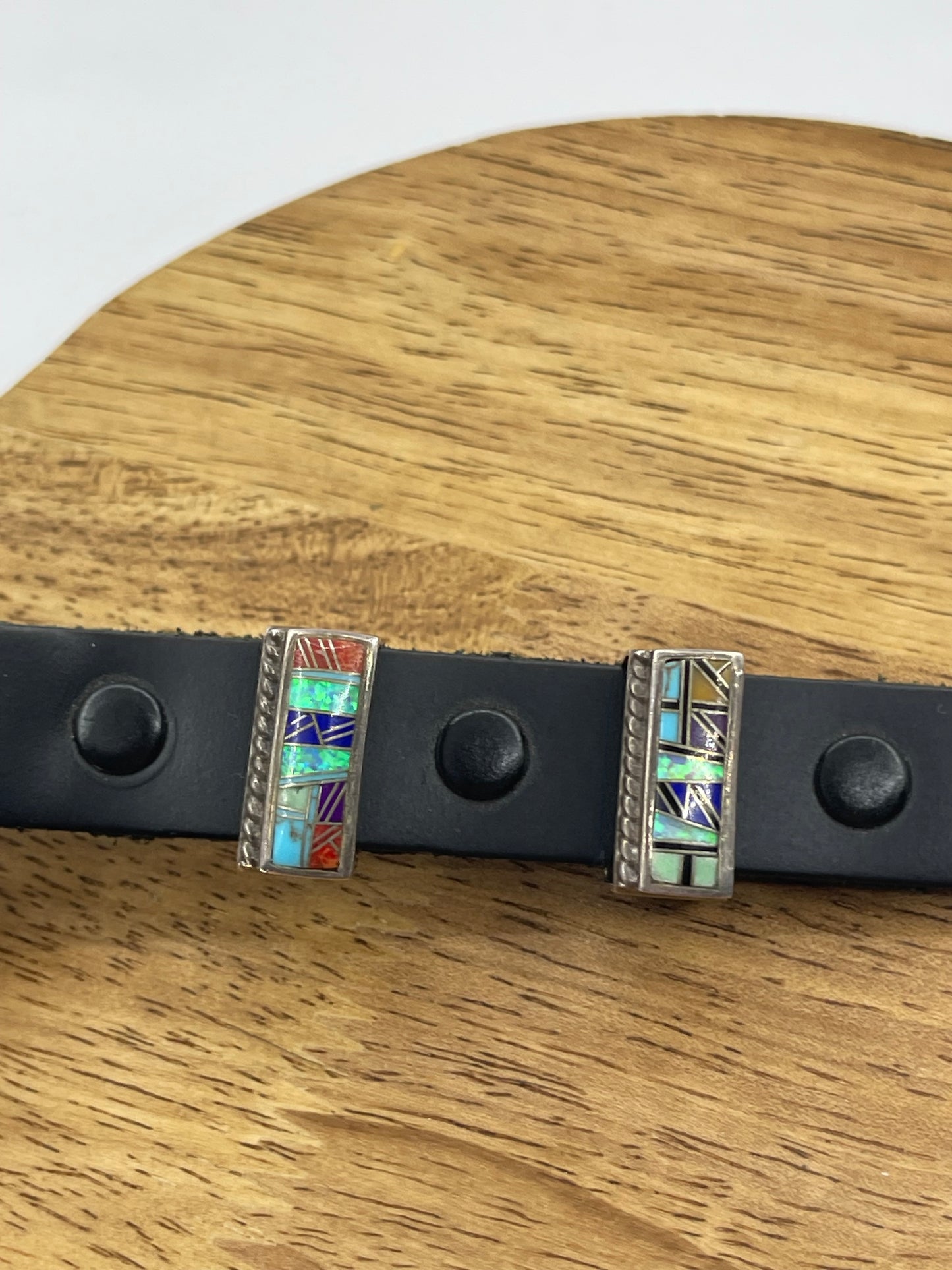 Vintage 4 Piece Opal Inlay Buckle Set, Zuni Made