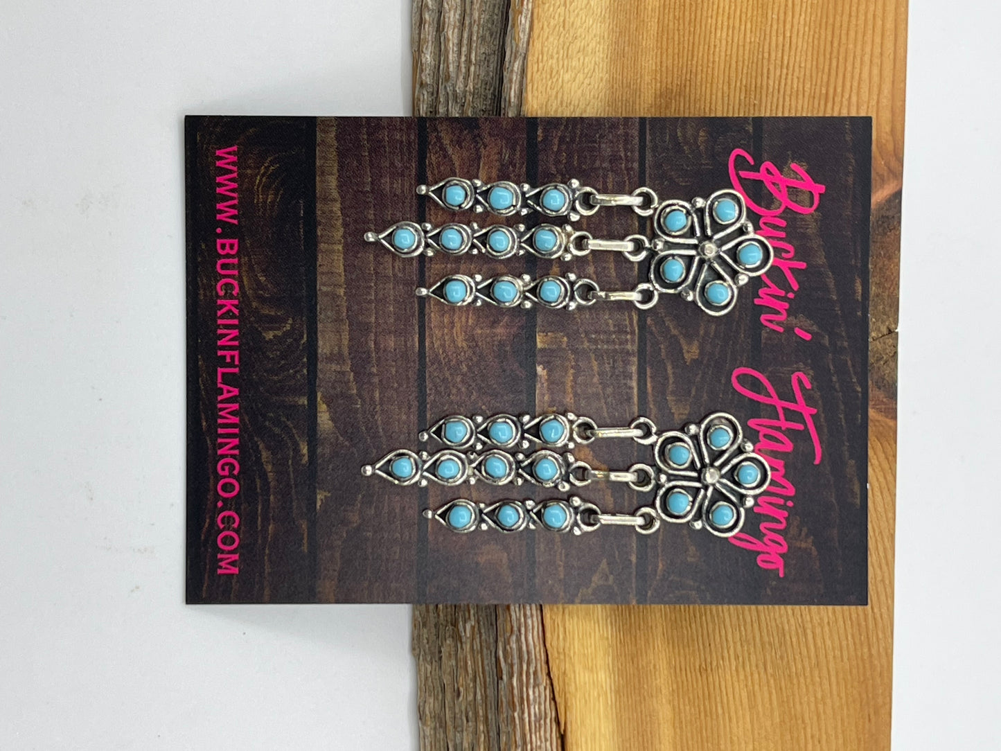 Zuni Turquoise Flower Chandelier Post Dangle Earrings