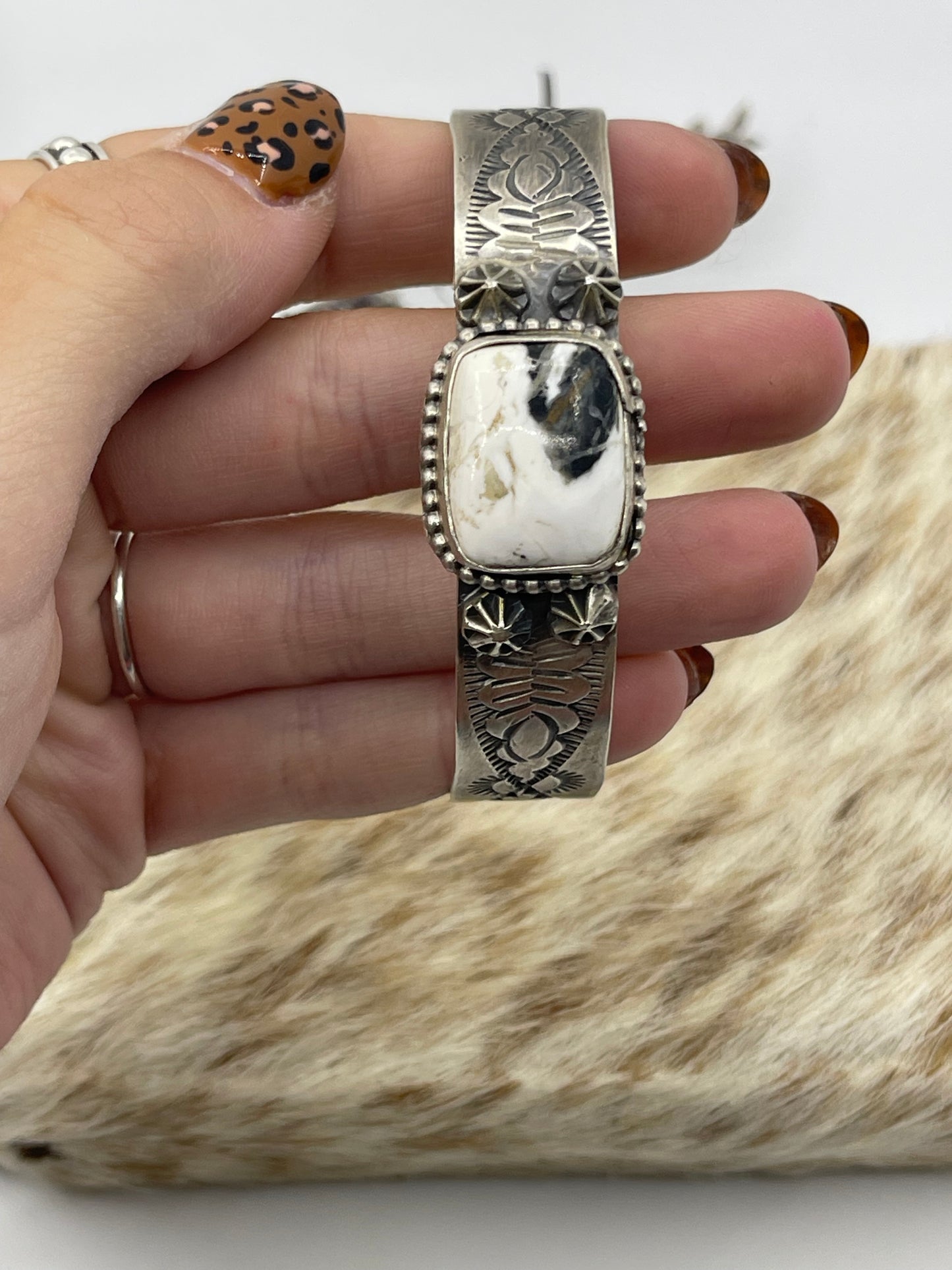 6"-7 1/2" White Buffalo Cuff by Boyd Ashley, Navajo