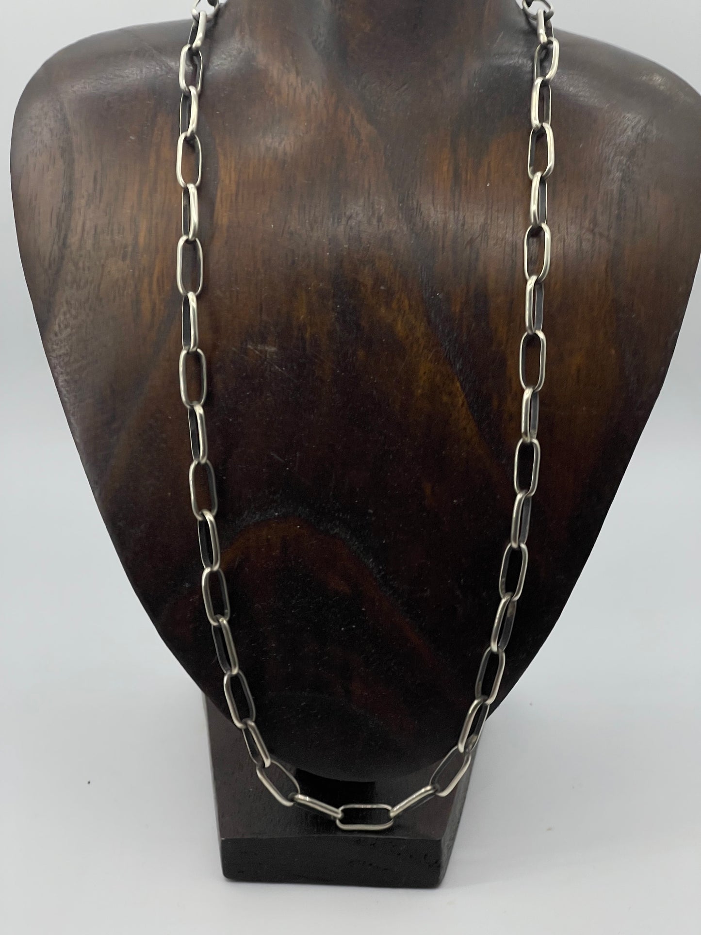 22" Silver Handmade Paperclip Chain by Kevin Shorty, Navajo