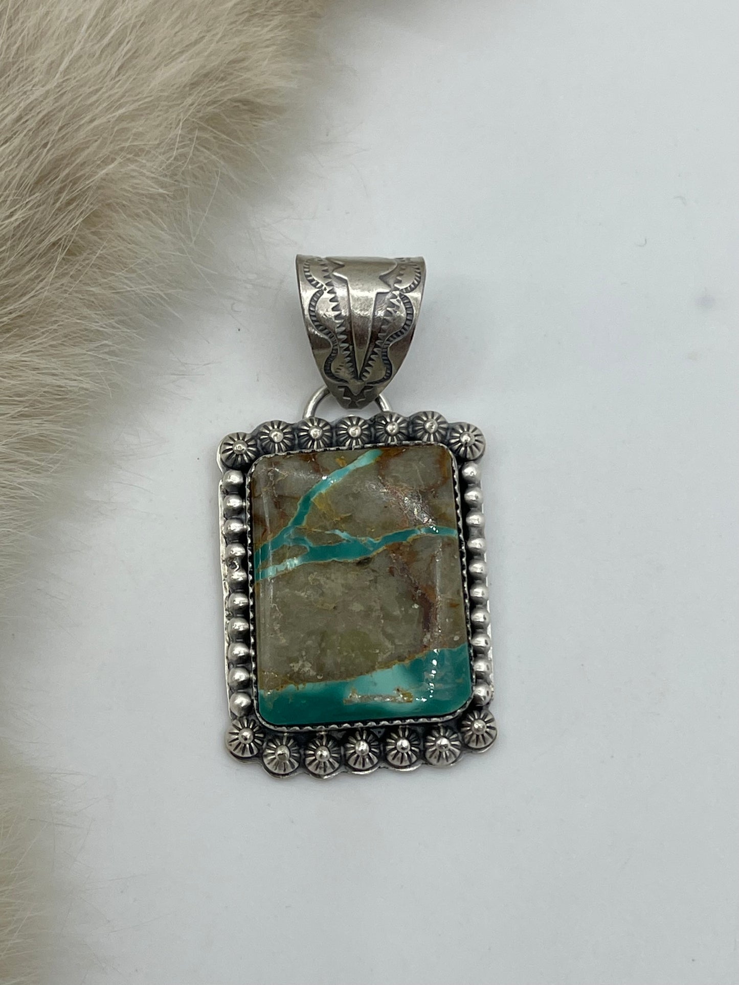 Boulder Ribbon Turquoise Pendant by Jeff Largo, Navajo