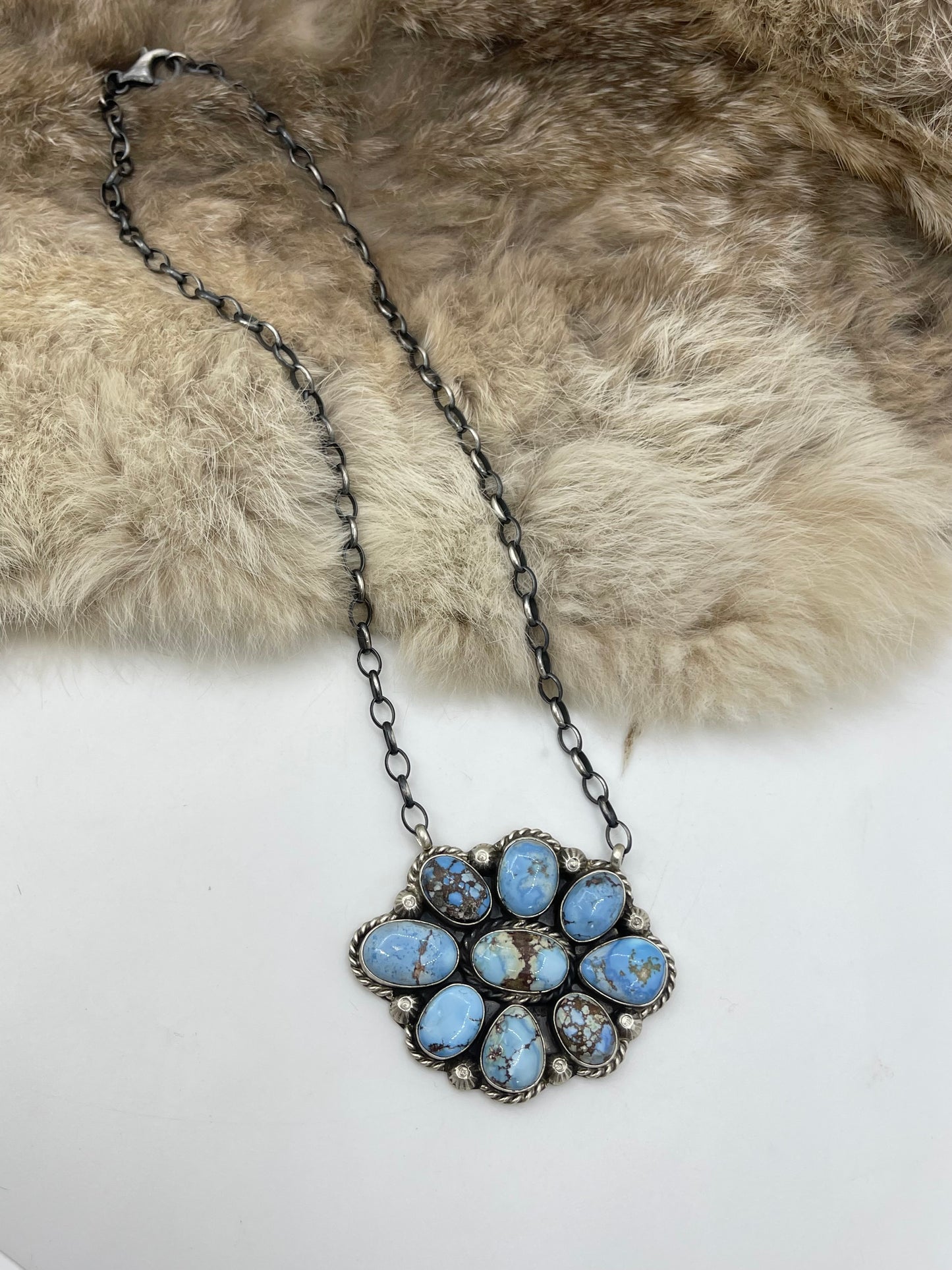 18" Golden Hills Turquoise Cluster Necklace by Augustine Largo, Navajo