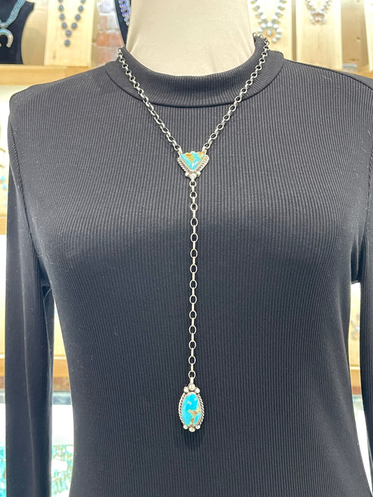 20" with 9" Drop Kingman Turquoise Necklace