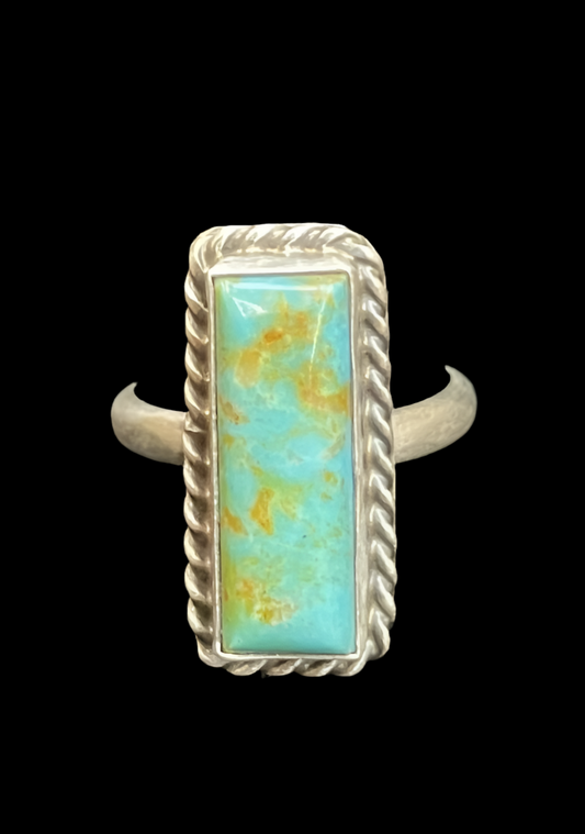 Kingman Turquoise Bar Adjustable RIng by Alvin Lee, Navajo
