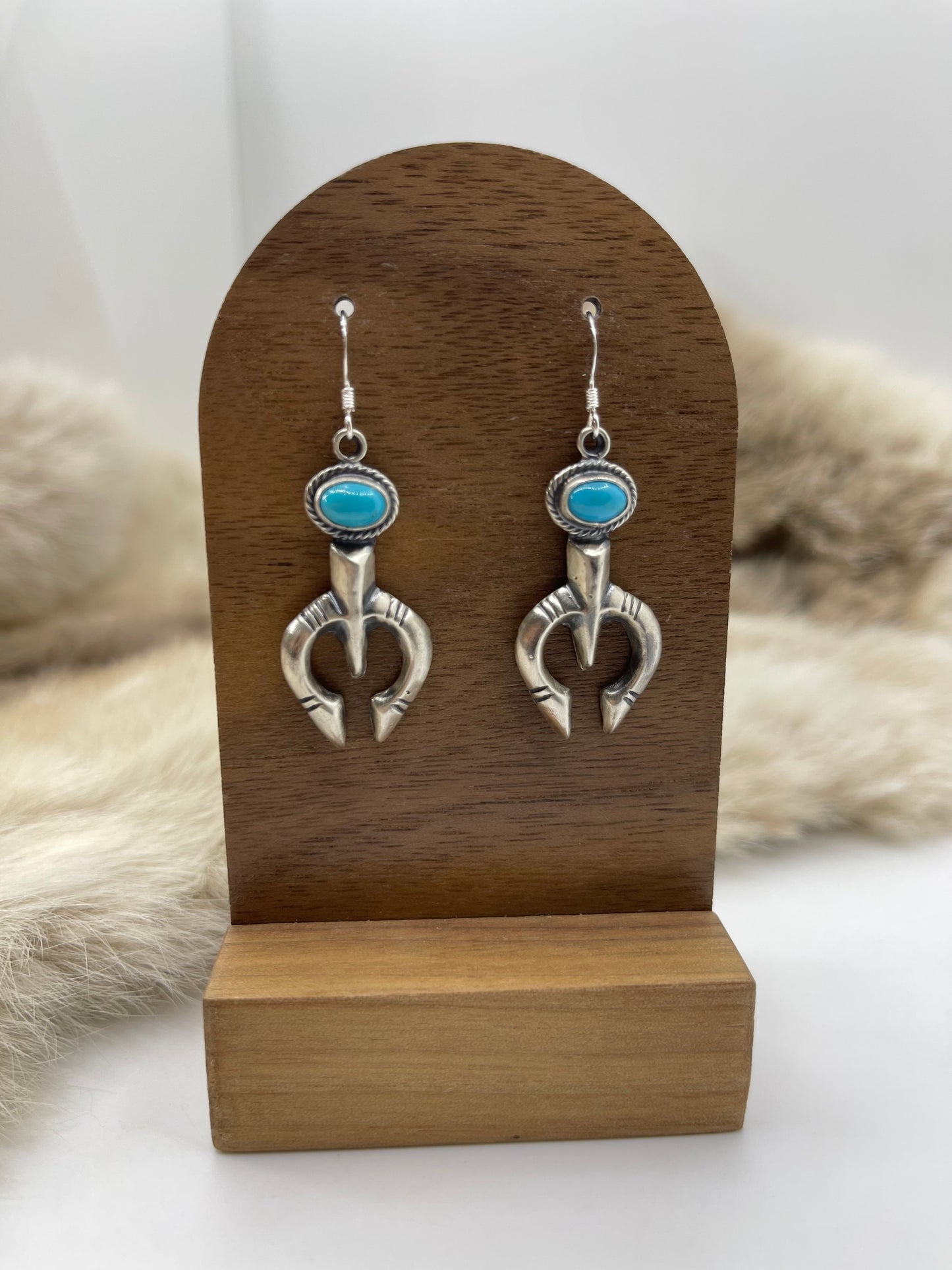 NAJA EARRINGS WITH TURQUOISE BY RITA LARGO, NAVAJO