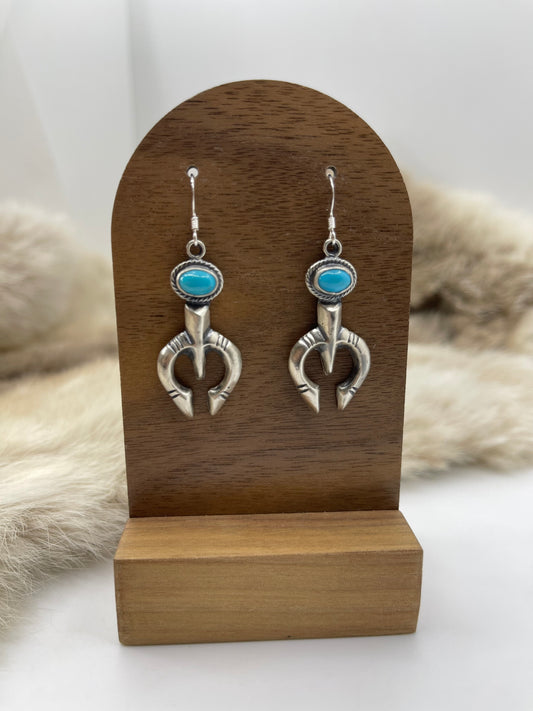 NAJA EARRINGS WITH TURQUOISE BY RITA LARGO, NAVAJO