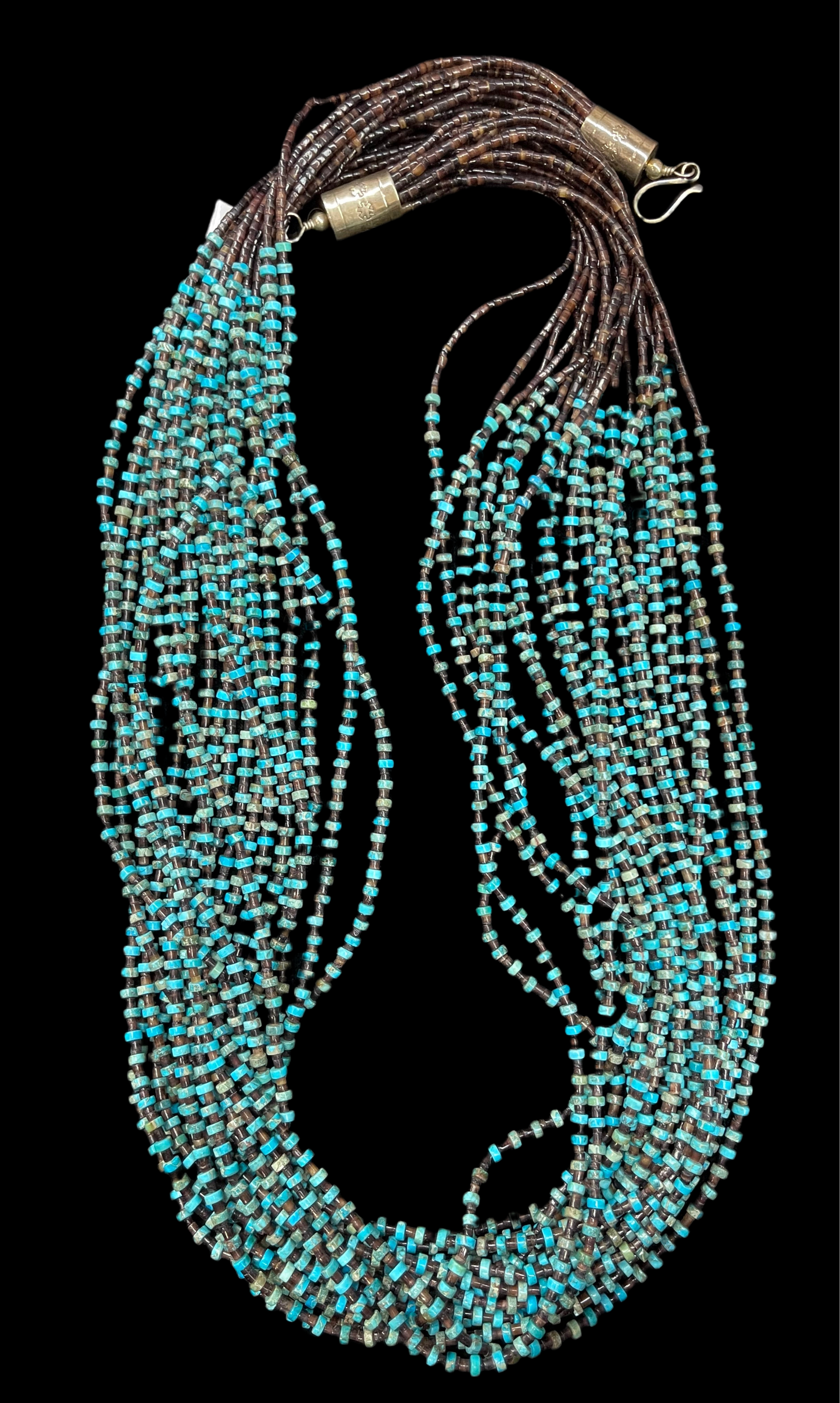 20 Strand Turquoise Heishi Bead and Pen Shell Bead Necklace