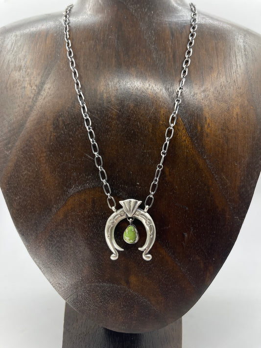 18" Sonoran Gold Turquoise Naja necklace by Gary Shorty, Navajo