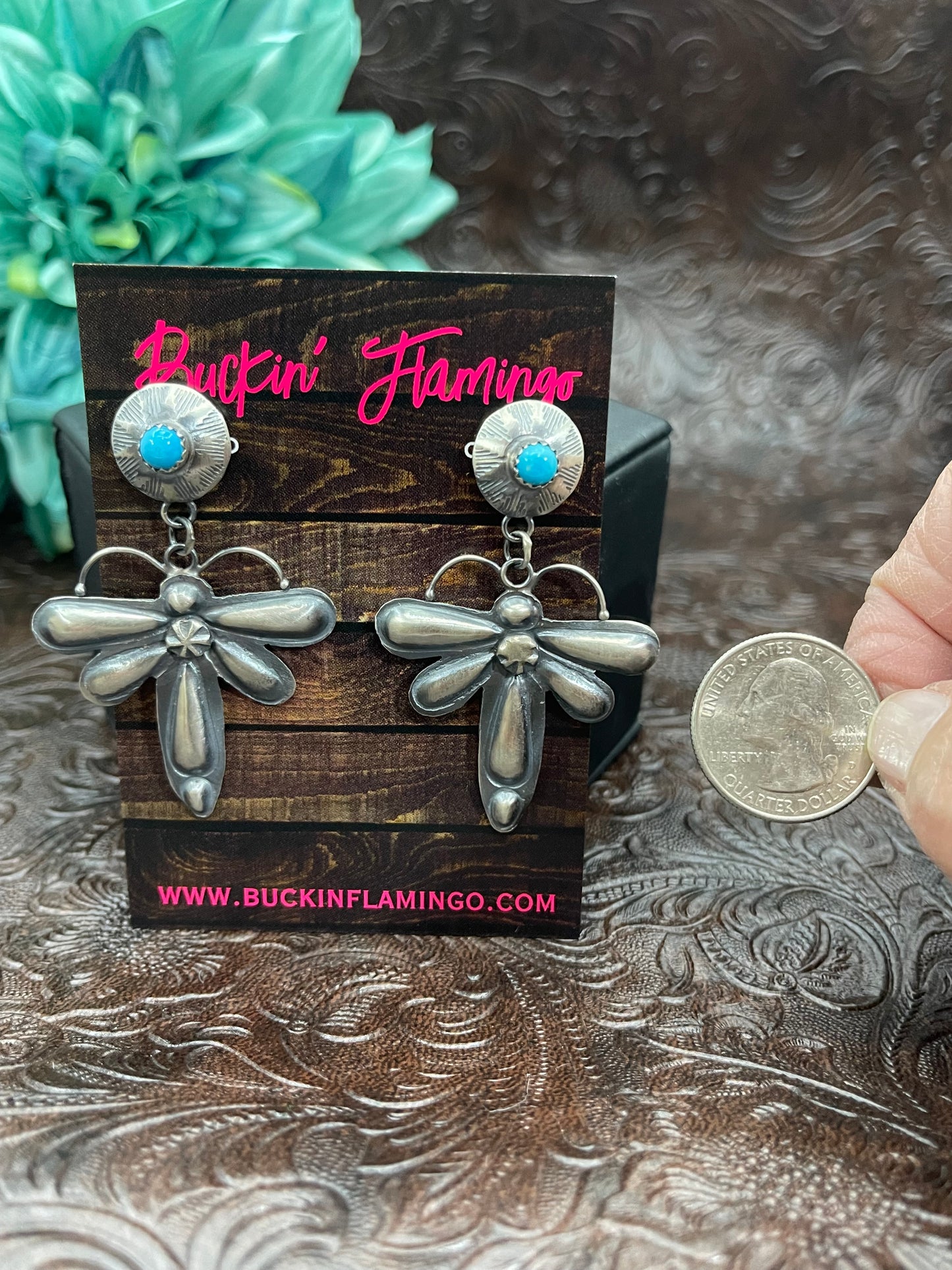 Dragon Fly Earrings with Turquoise Stone