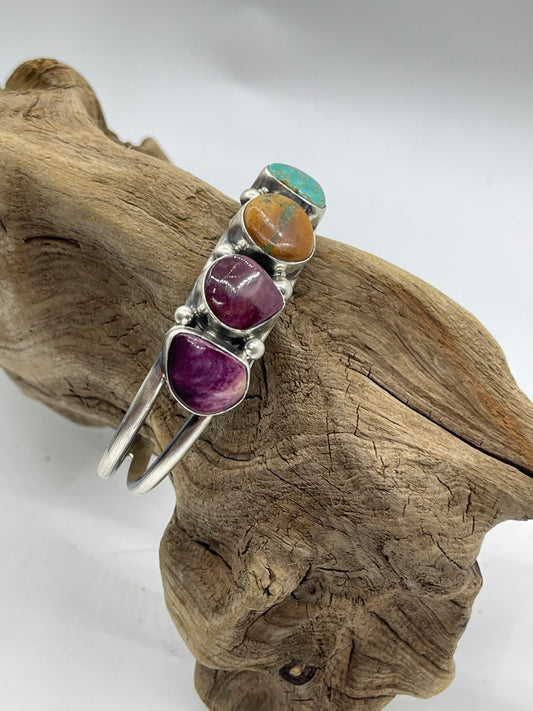 5 1/2"-7" Turquoise and Spiny Oyster Cuff by Augustine Largo, Navajo