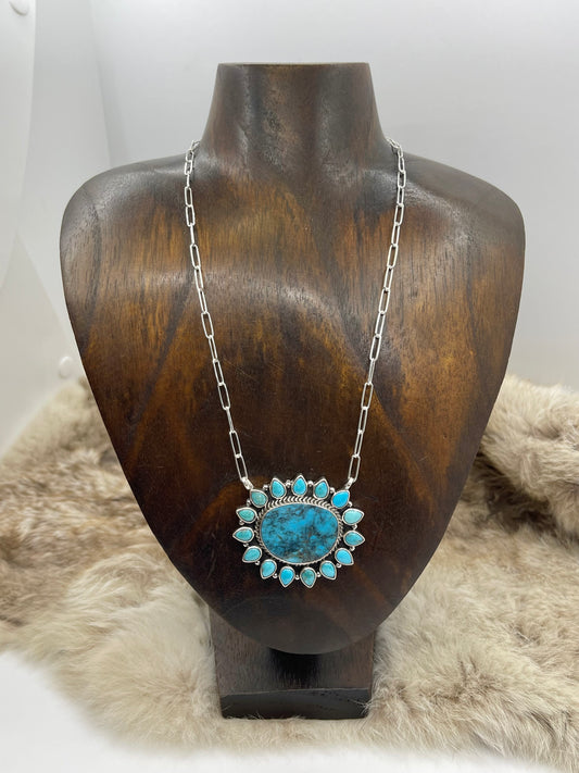 18" Turquoise Cluster Necklace