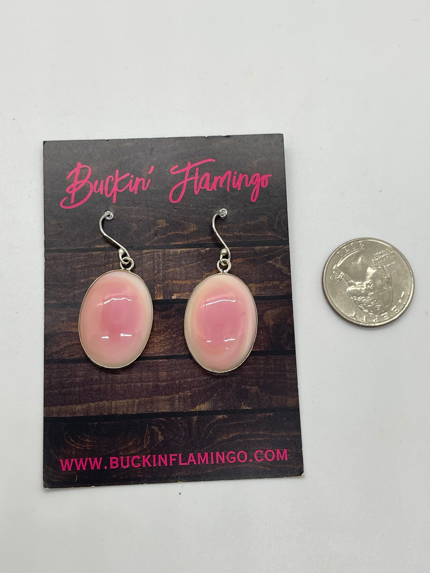 Pink Conch Shell Dangle Oval Earrings
