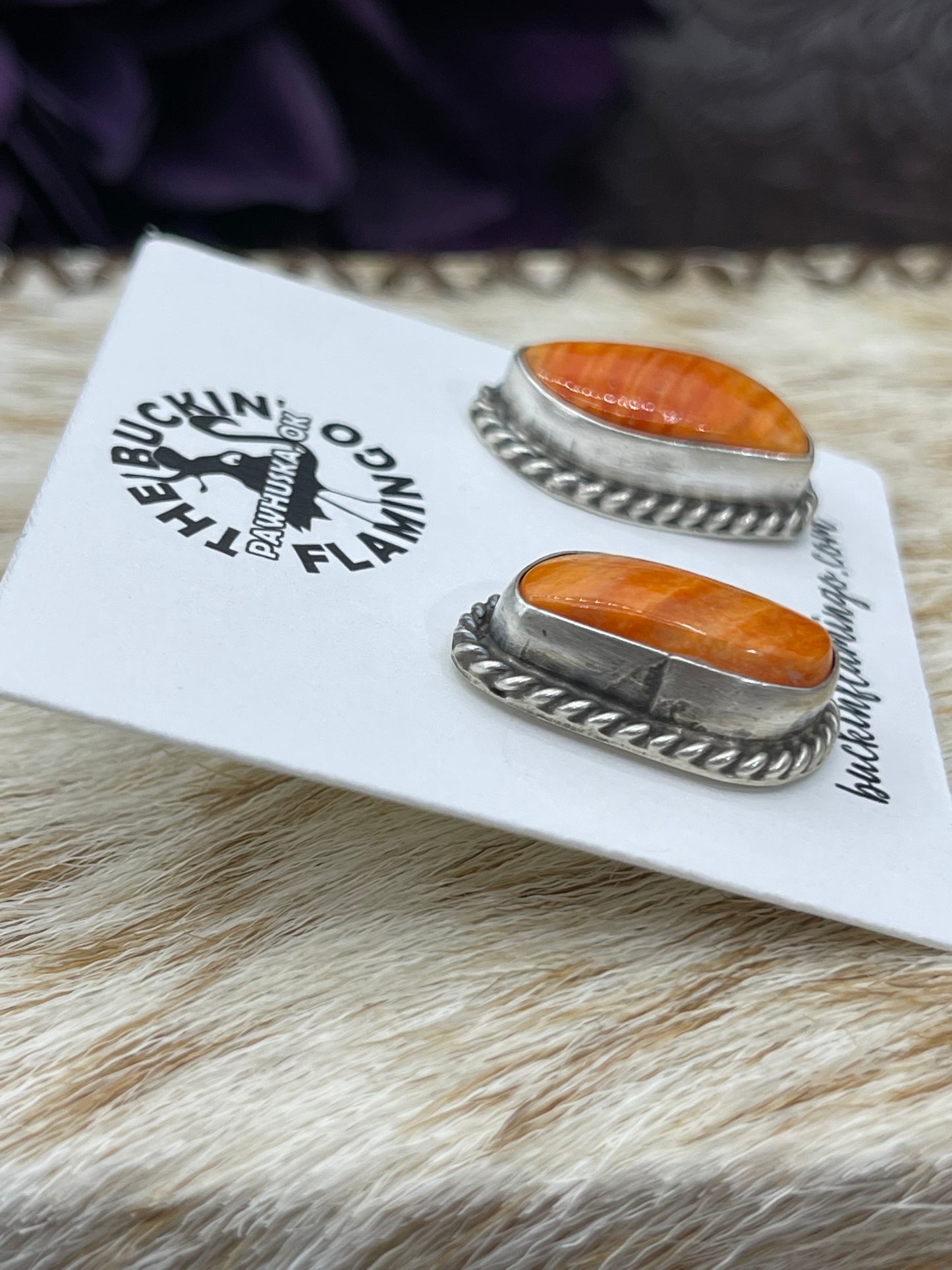 Orange Spiny Oyster Shell Earrings