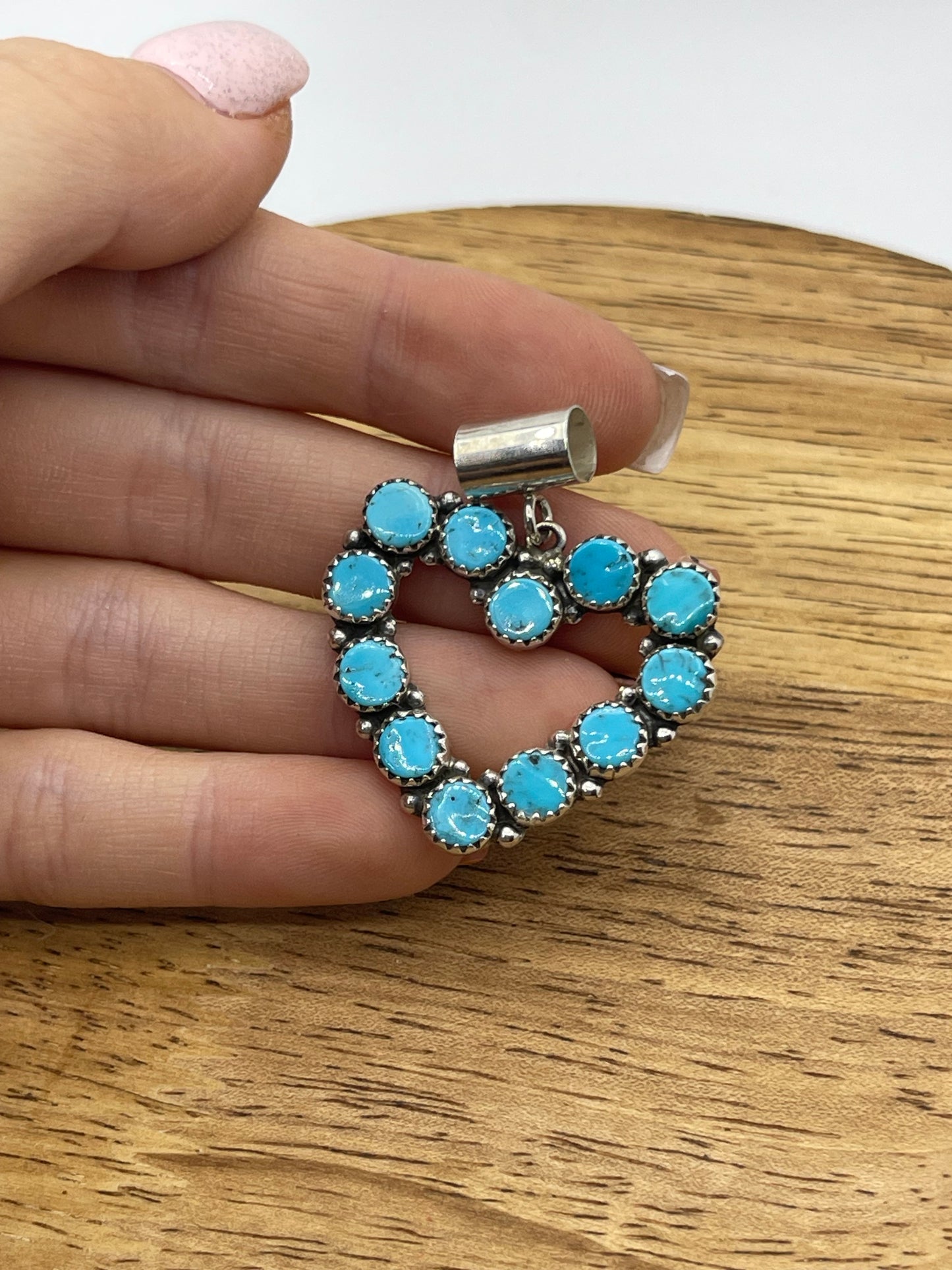 Sleeping Beauty Turquoise Heart Pendant by Martin Perry, Navajo
