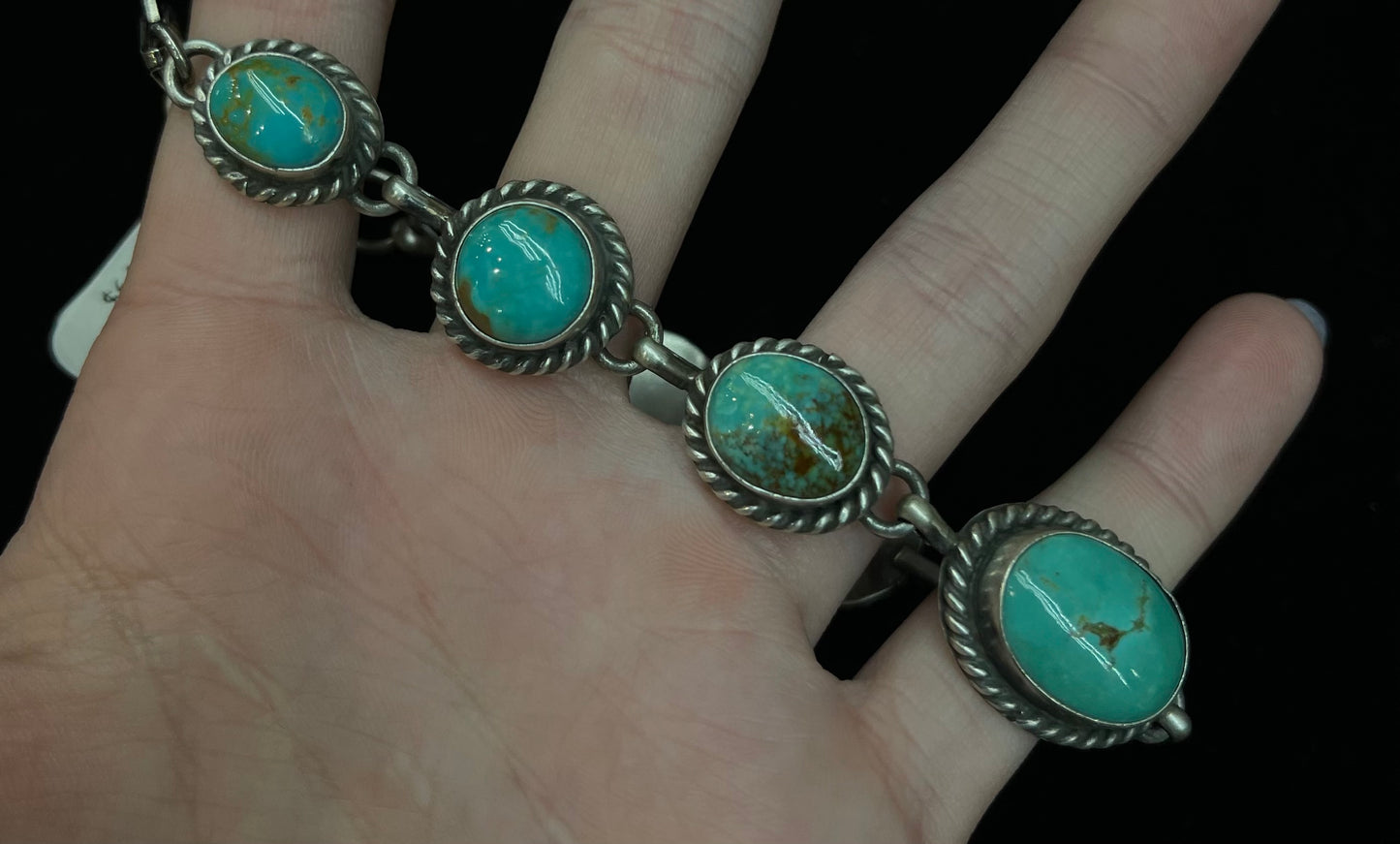 6 1/2"-8" Kingman Turquoise Bracelet by Augustine Largo, Navajo