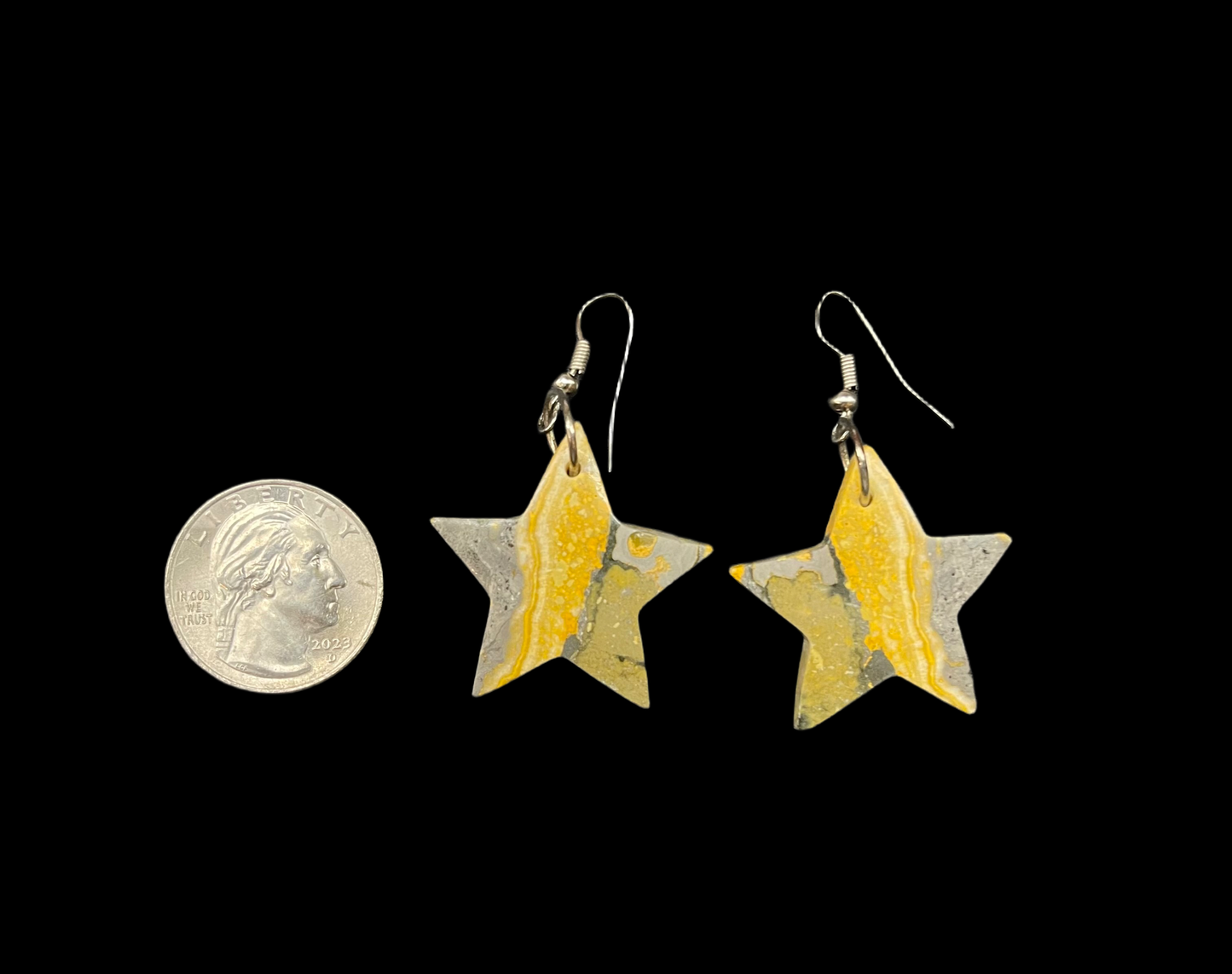 Bumble Bee Jasper Star Dangle Earrings