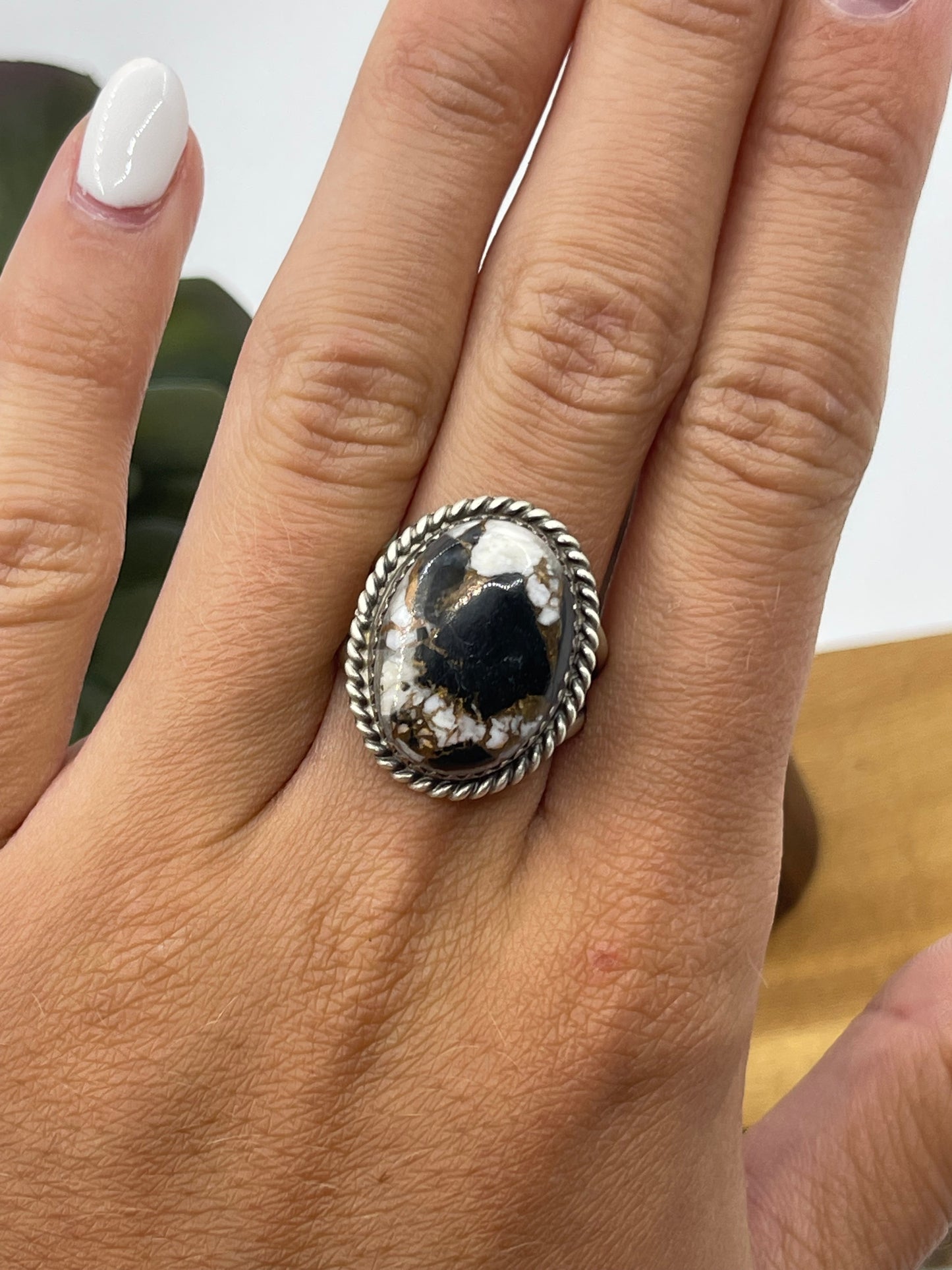 6.0 White Buffalo Bronze Oval Ring