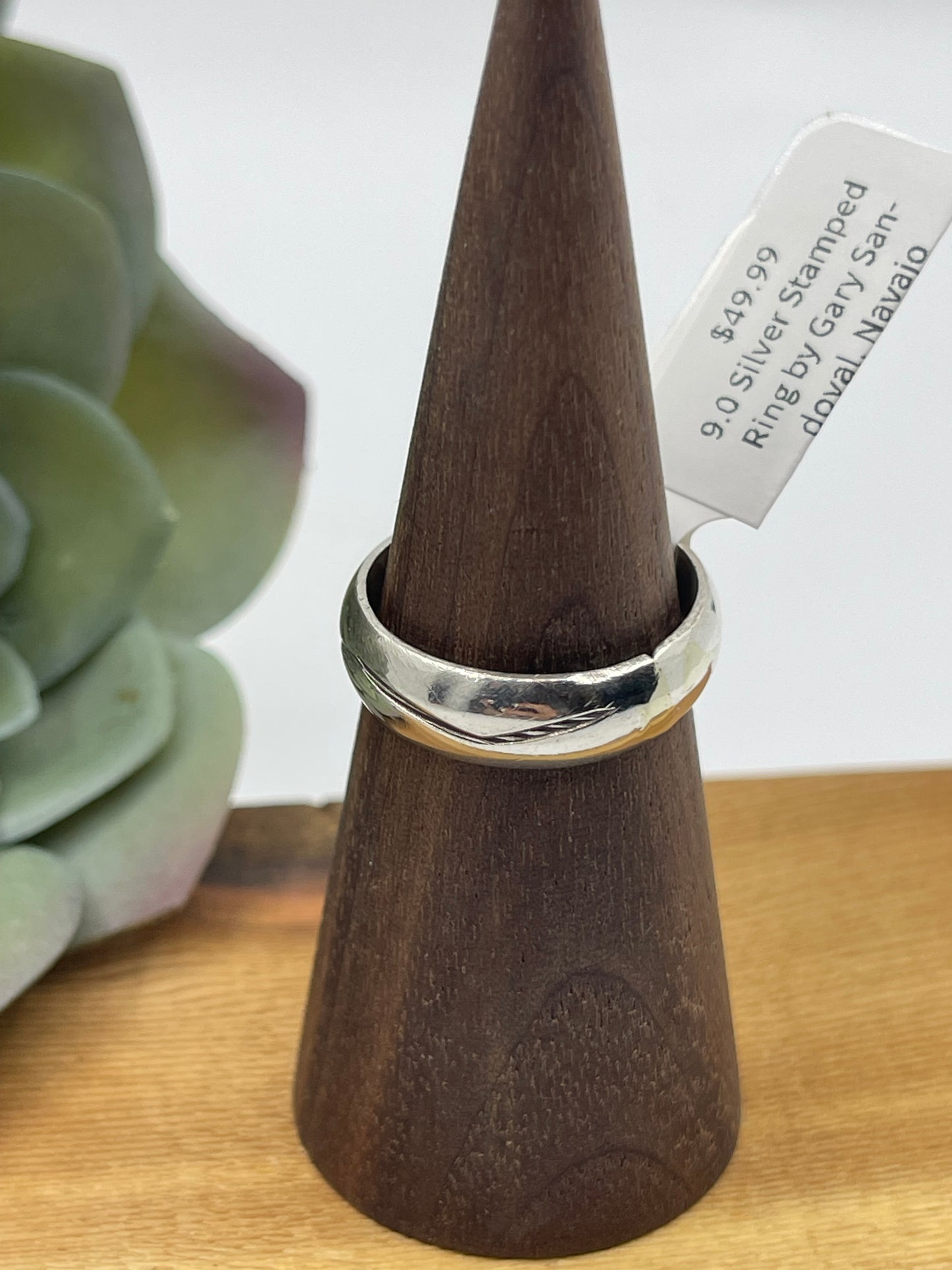6.0 Silver Stamped Ring by Gary Sandoval, Navajo