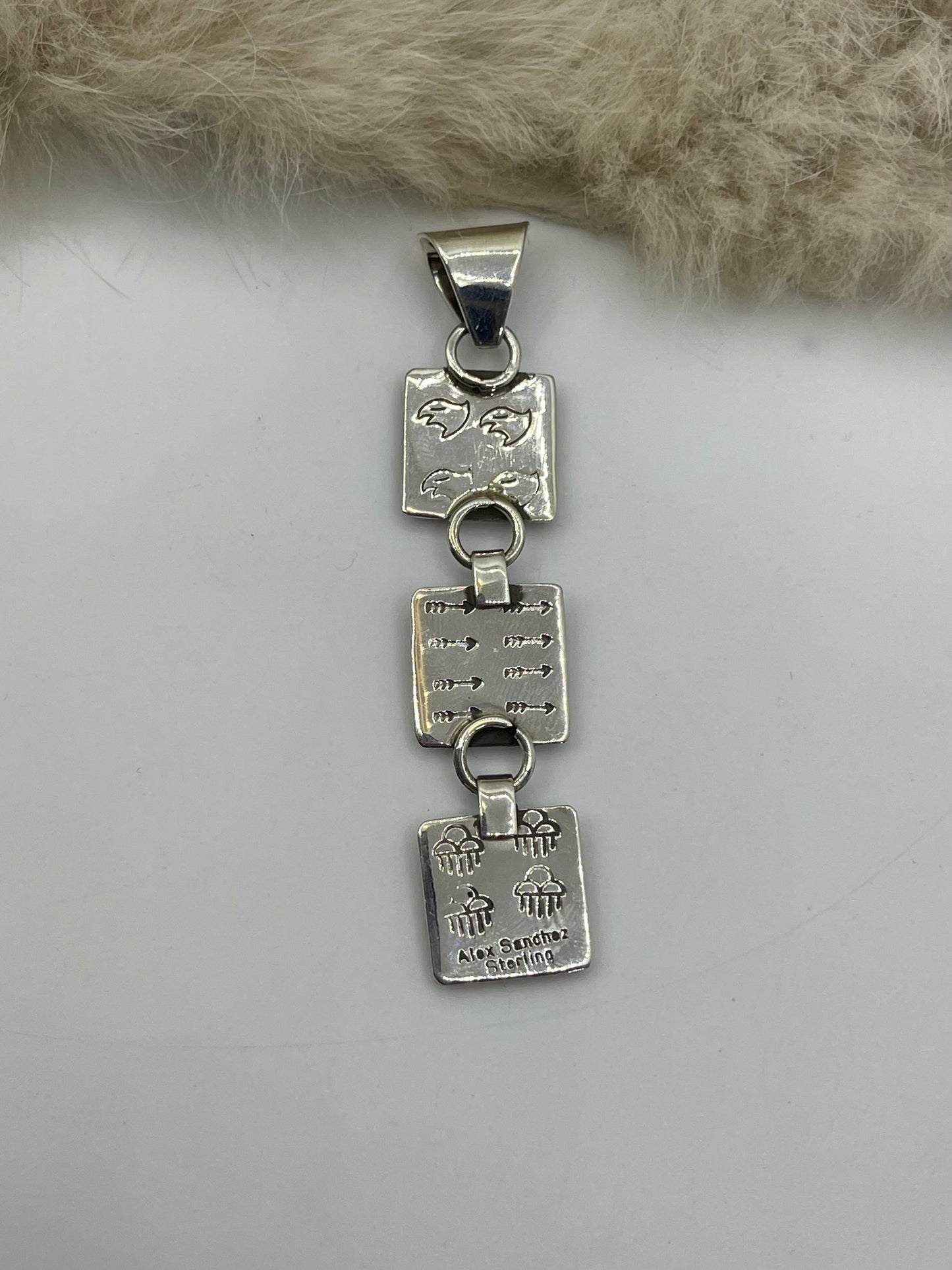 7mm Bail Triple Dangle Mini Petroglyph Pendant by Alex Sanchez, Navajo
