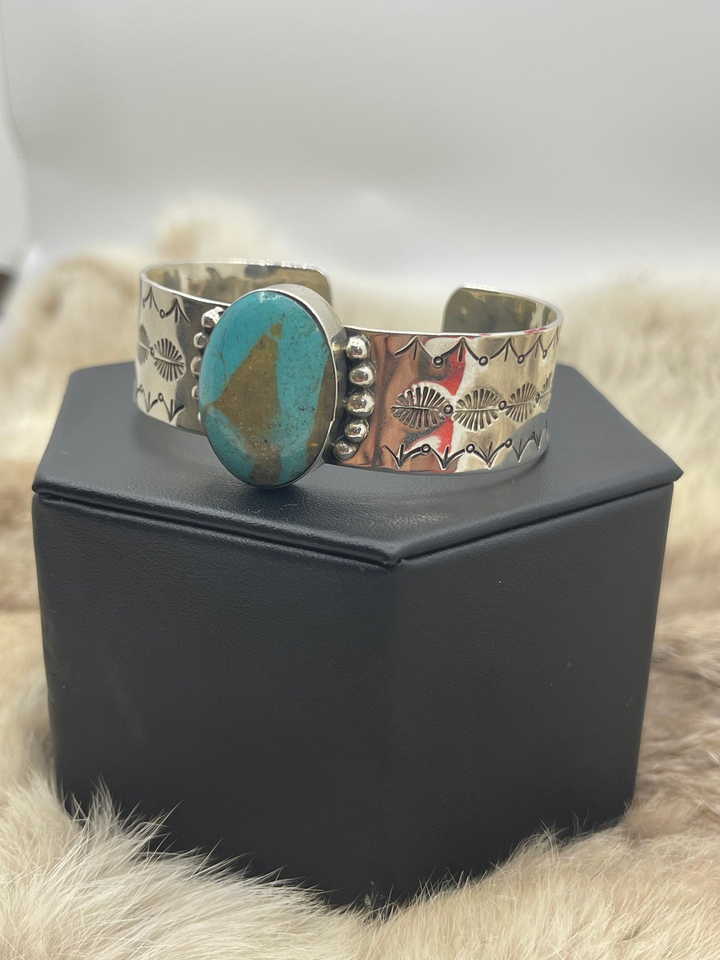 6.75" Oval Turquoise Cuff by Daniel Dakai, Navajo