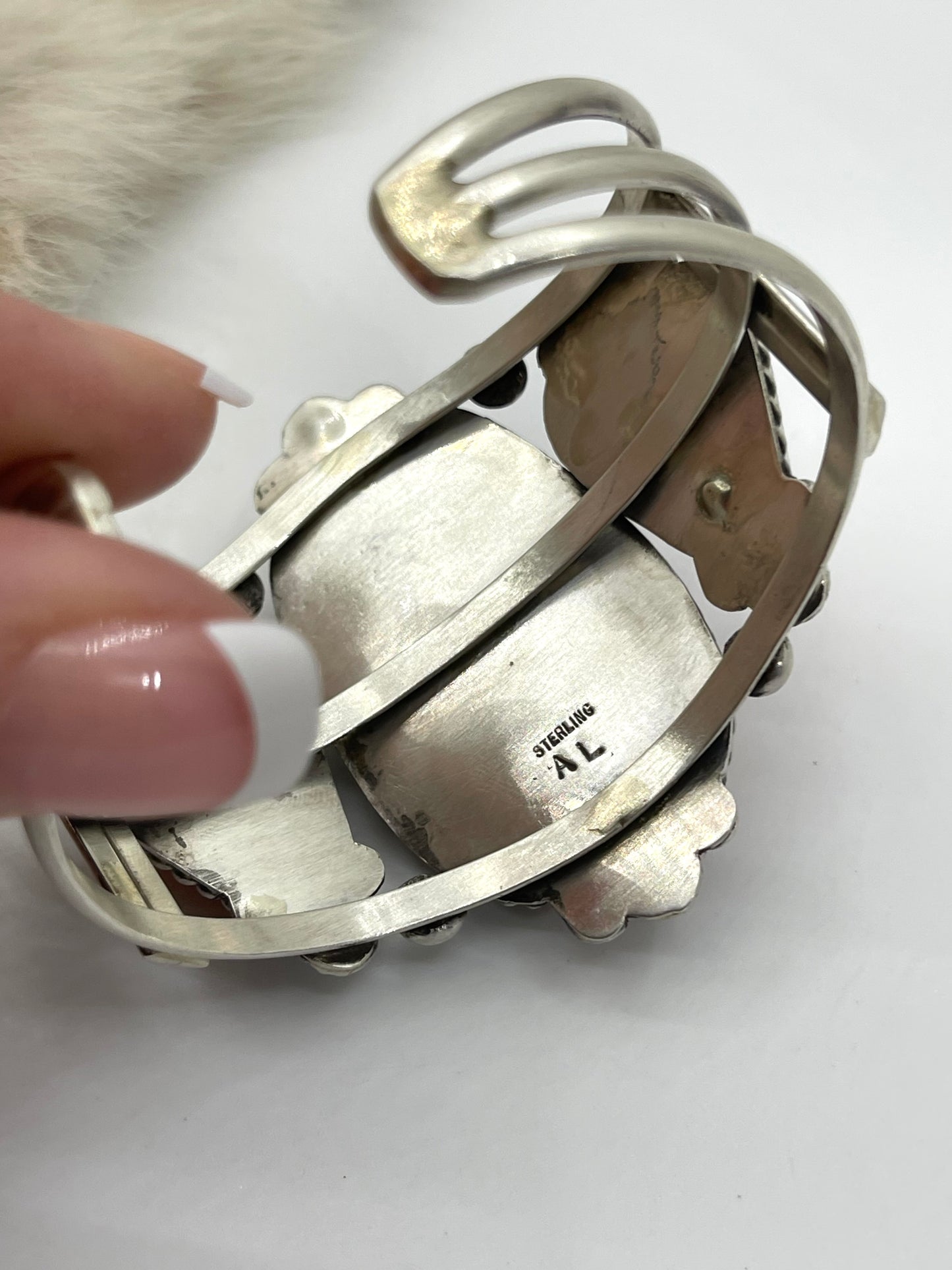 3 Stone Orange Spiny Oyster Cuff by Augustine Largo, Navajo