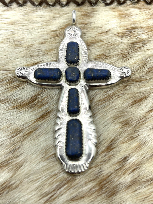 Blue Lapis Cross Pendant