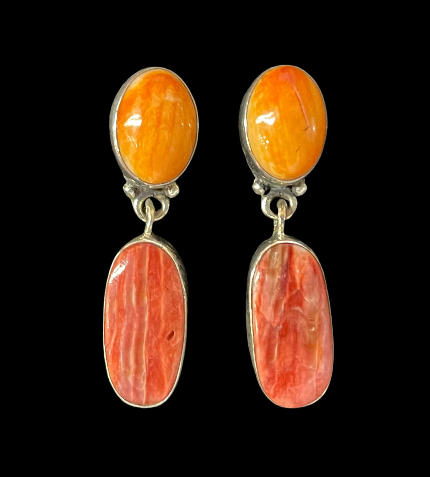 Red and Orange Spiny Oyster Shell 2-Stone Post Dangles