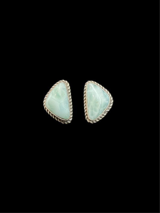 Larimar Triangle Post Earrings by Judith Dixon, Navajo