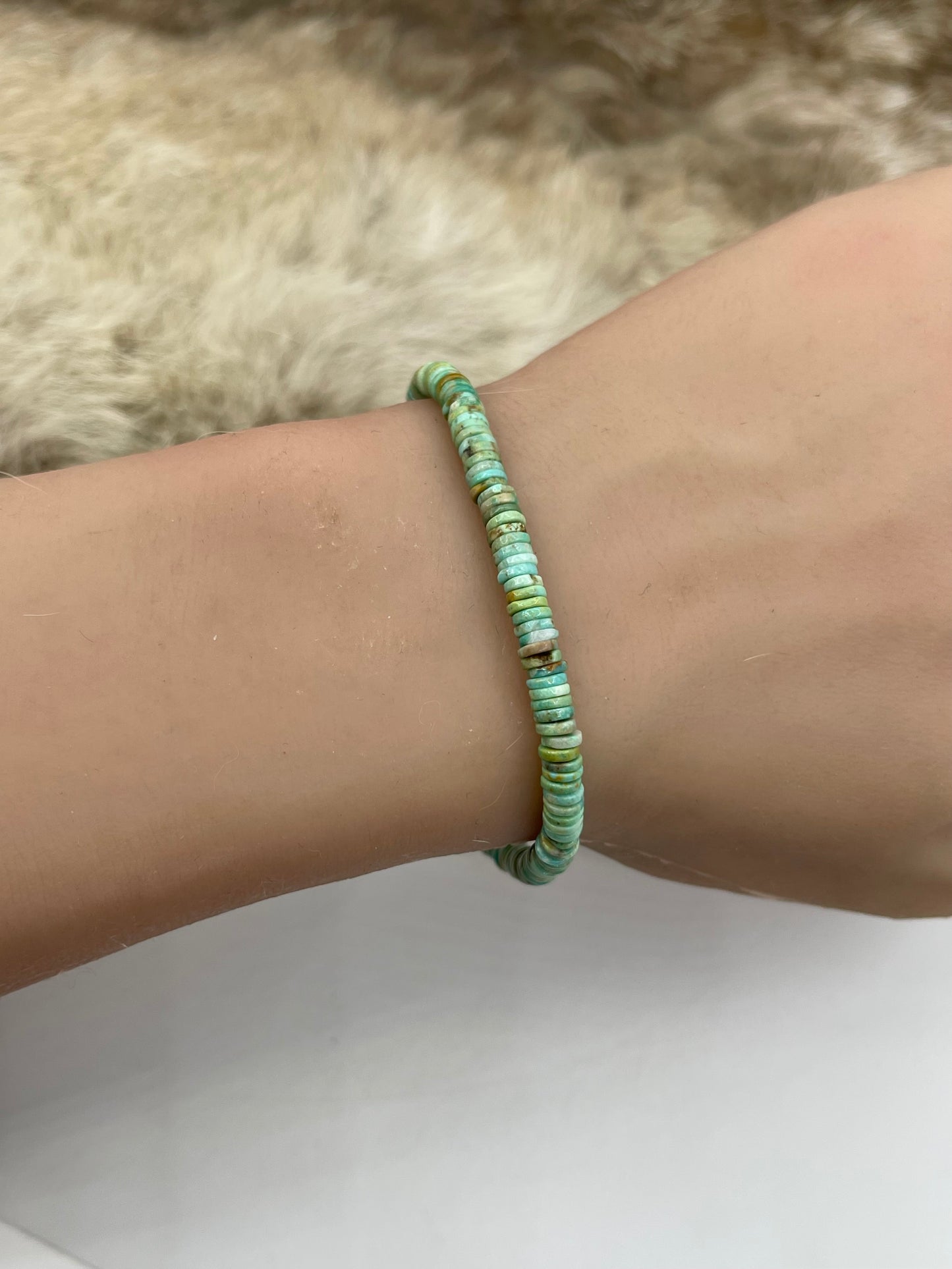 7" 4.5mm Turquoise Heishi Bead Bracelet