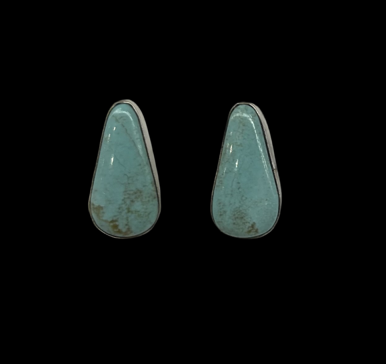 Kingman Turquoise Triangle Post Earrings by Sheryl Kee, Navajo