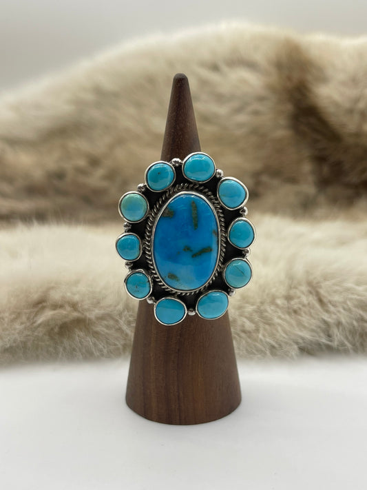7.5 & Up Kingman Turquoise Adjustable Ring